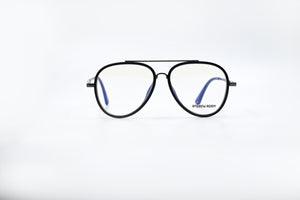 Andrew Adam Black Aviator Full-Rim Clip-On Eyeglasses, Optical front view, AA E7705C1