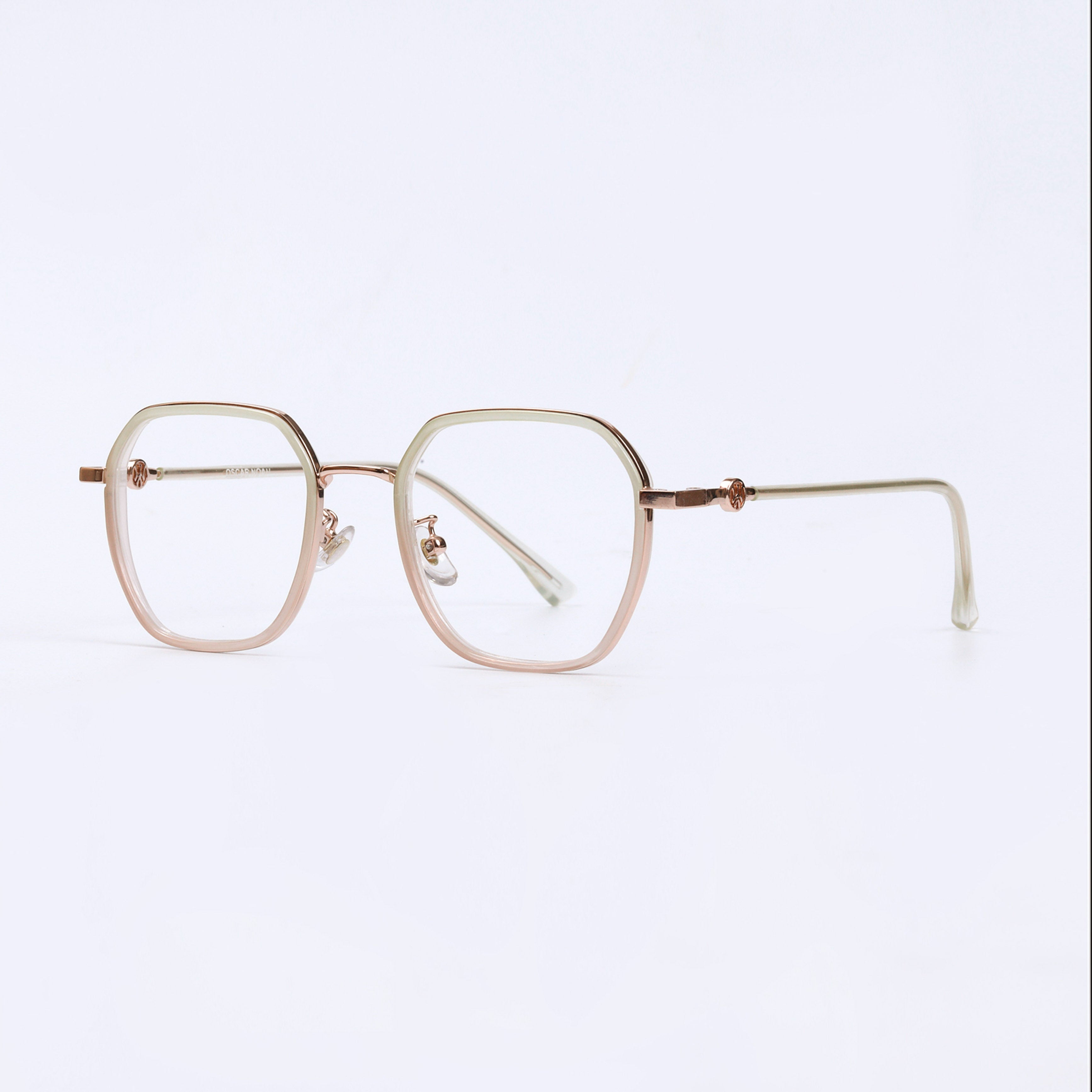 Golden & White Full Rim Hexagon