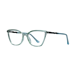 Andrew Adam AA E157002 Transparent Green Cat Eye eyeglasses - angled view