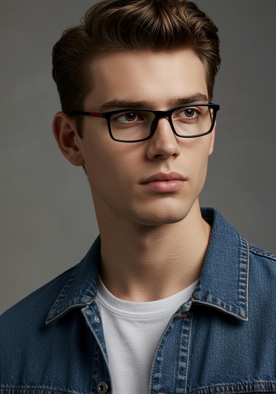 Black & Red Rectangle Full Rim