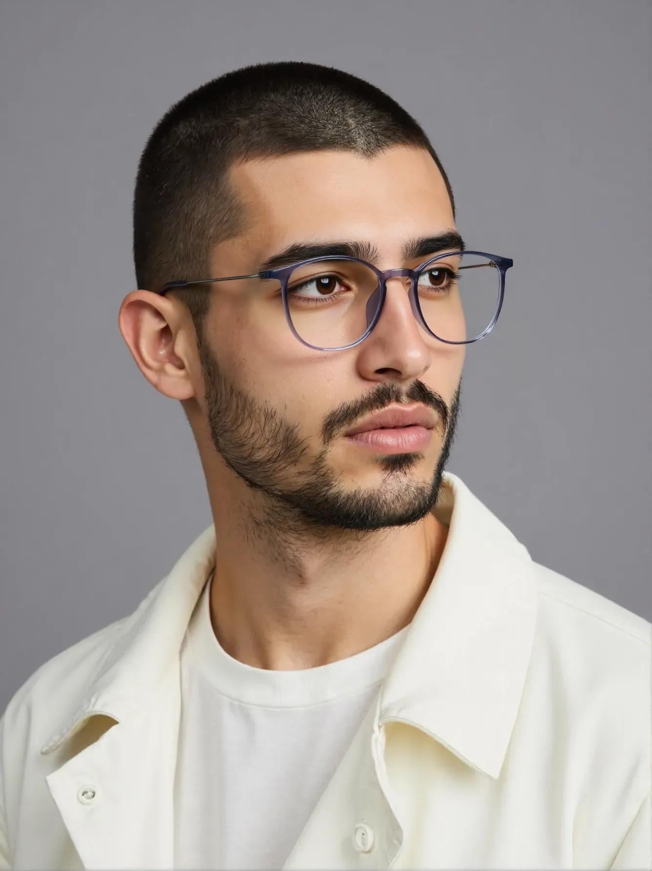 Grey & Silver Square Full Rim