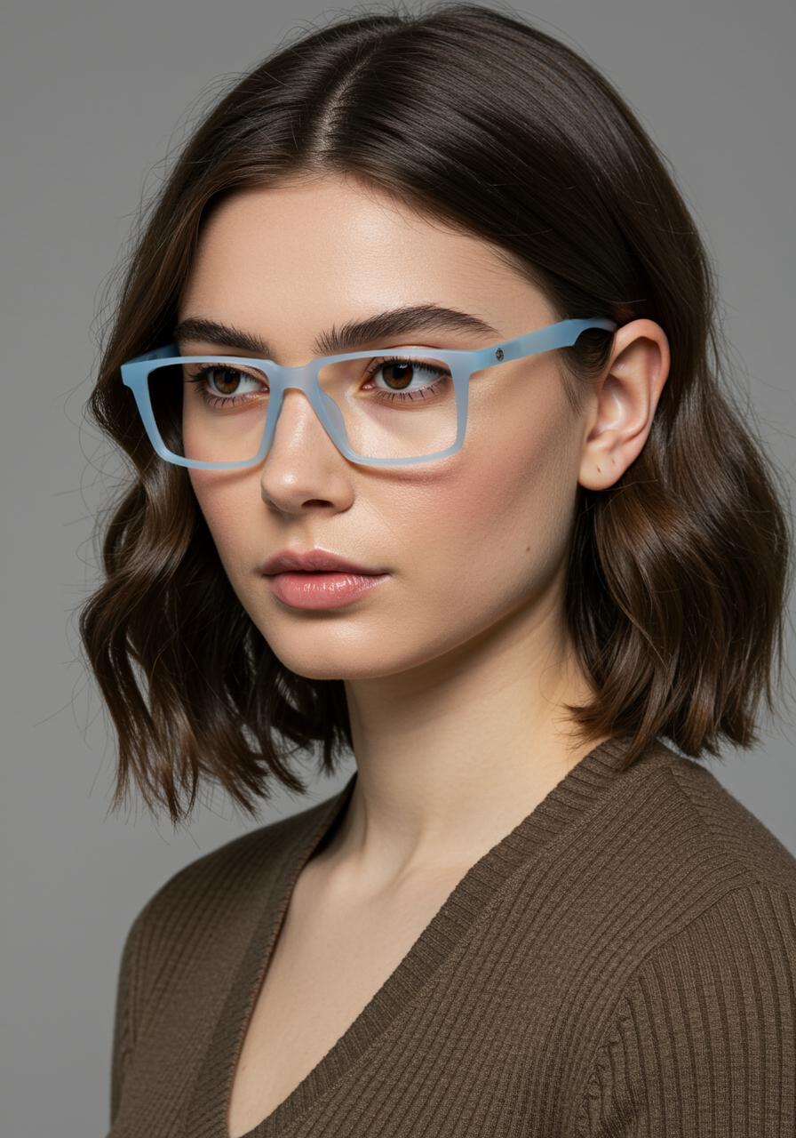 Light Blue Square Full Rim