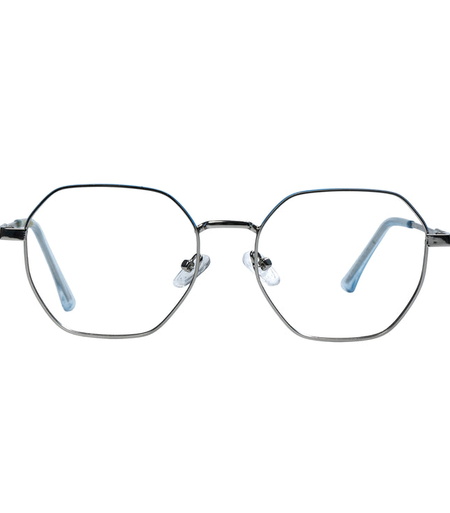 Silver & Blue Hexagon Full Rim