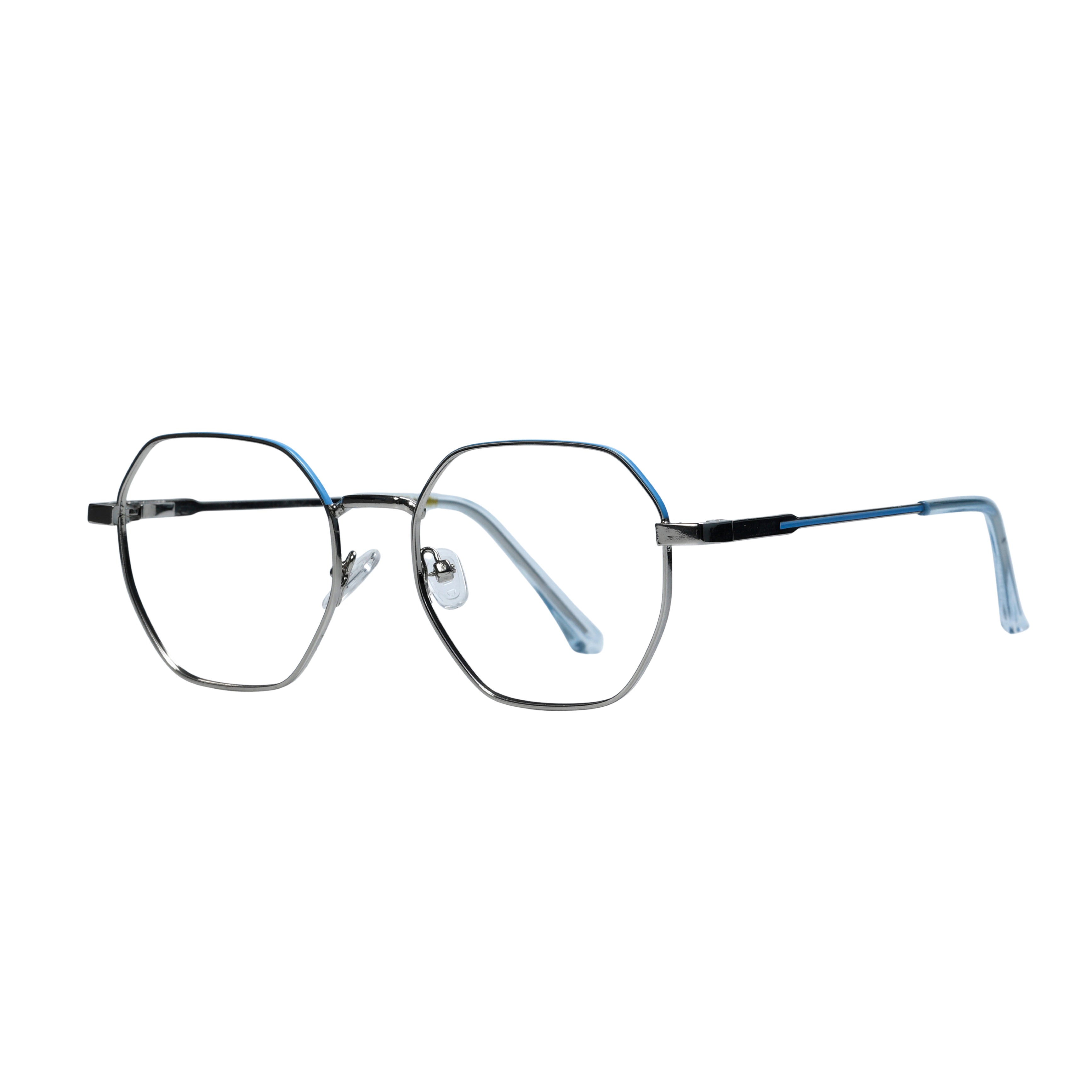 Silver & Blue Hexagon Full Rim