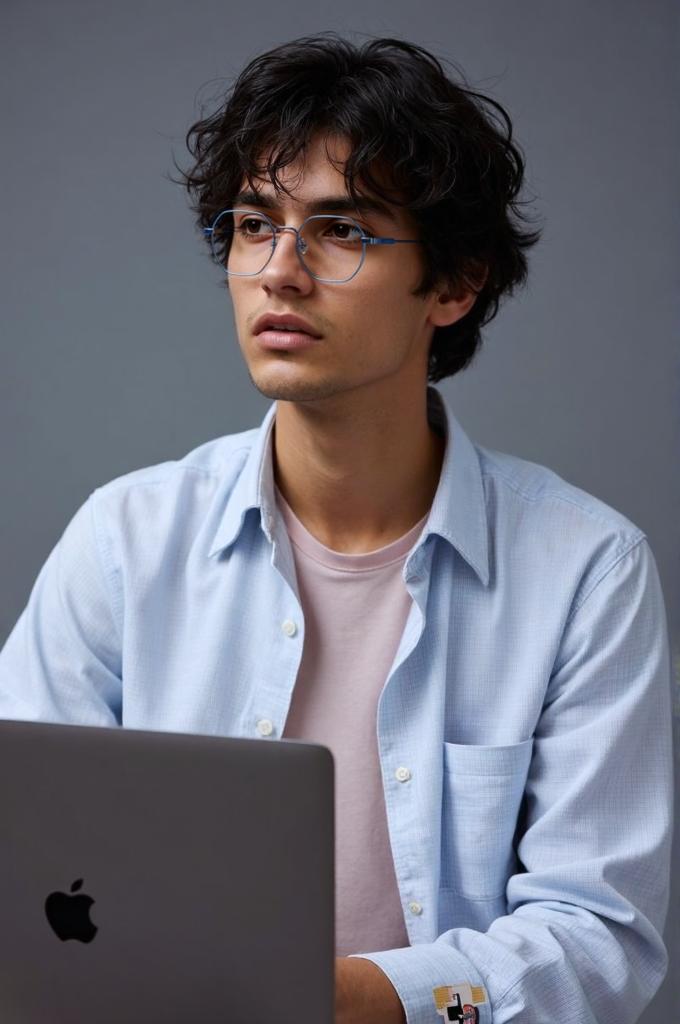 Silver & Blue Hexagon Full Rim