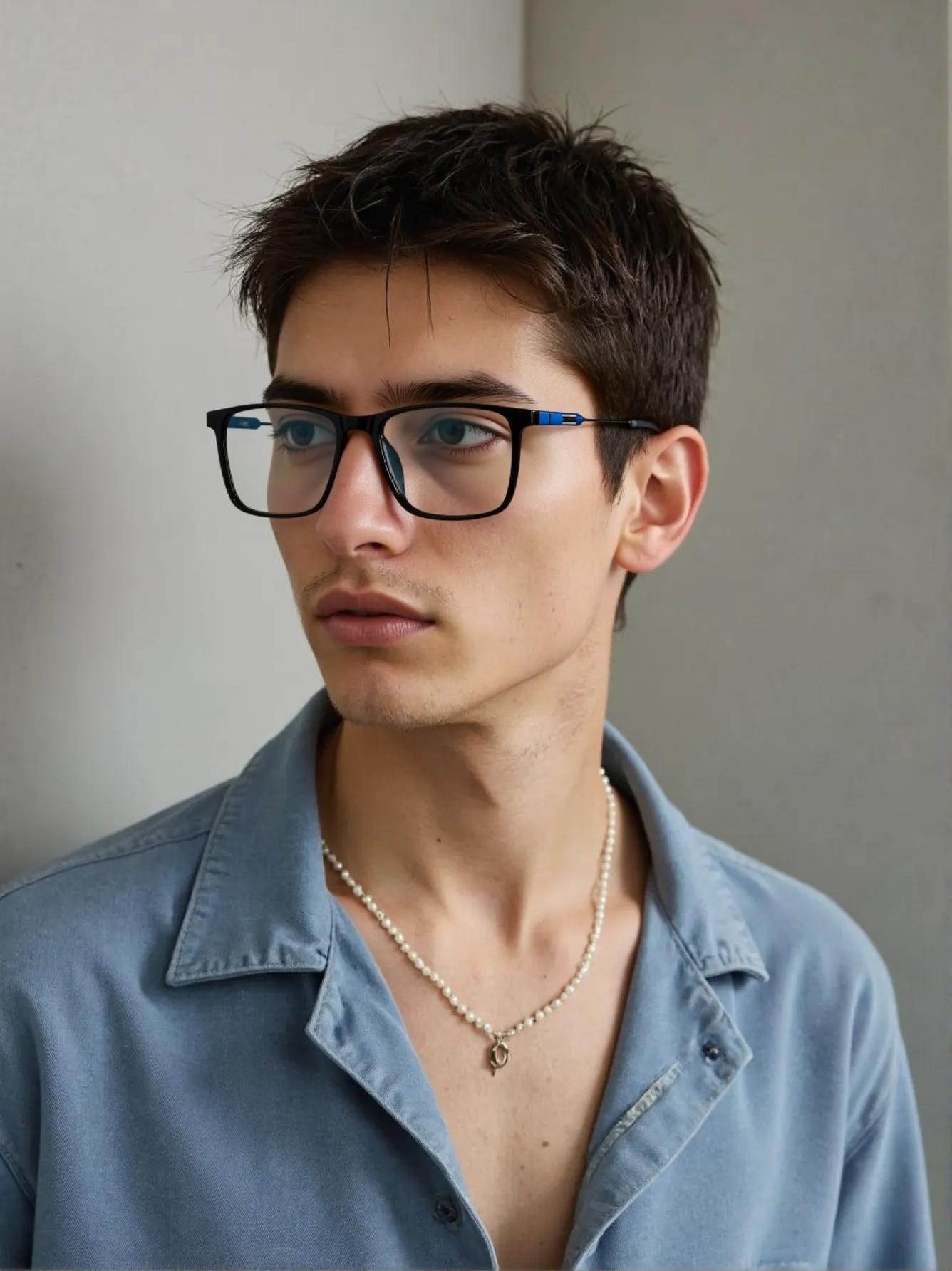Black & Blue Rectangle Full Rim
