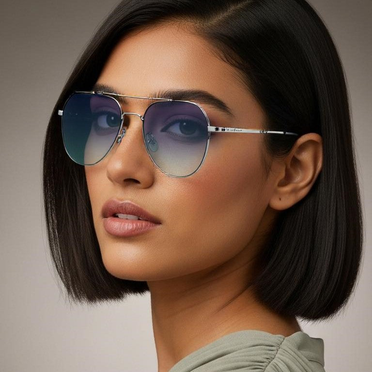 Silver & Black Aviator Full Rim