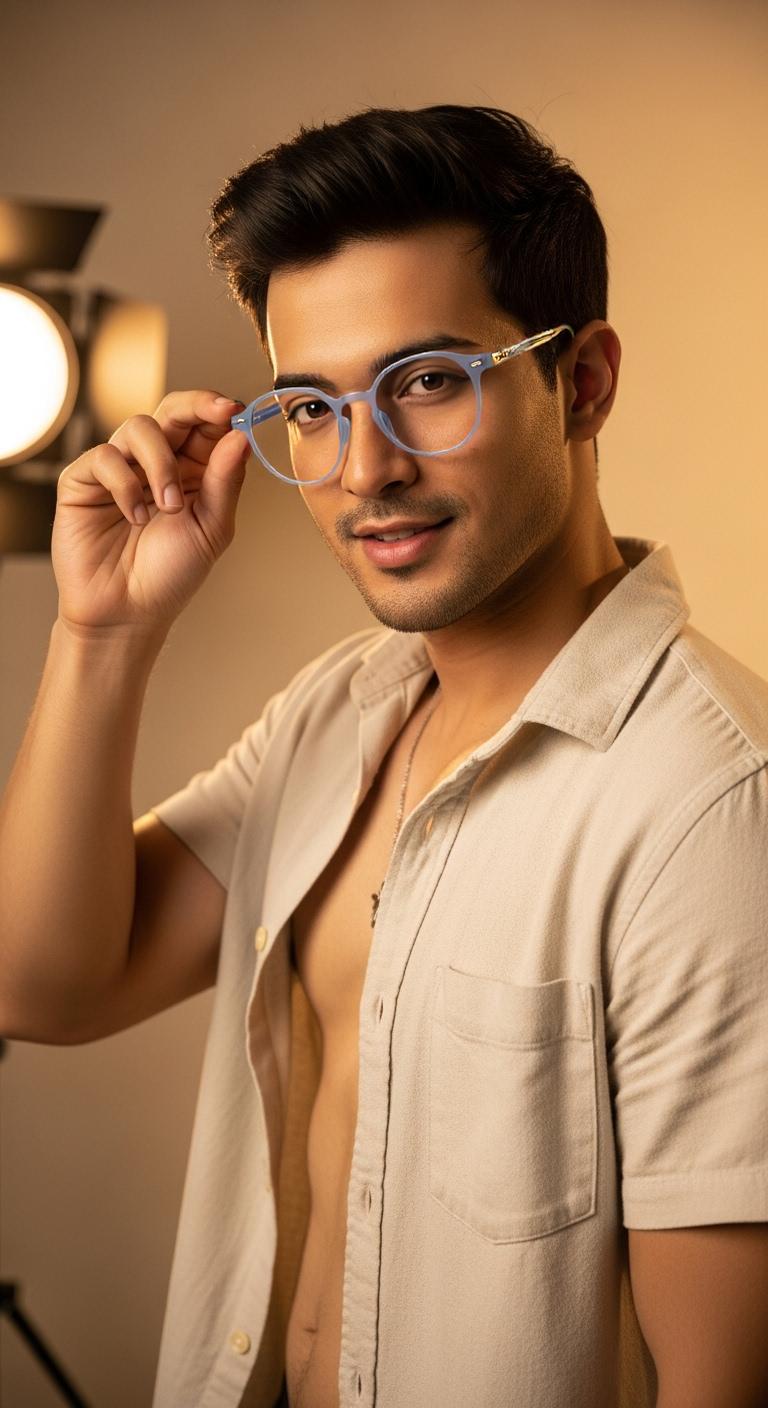 Grey & Blue Round Full Rim
