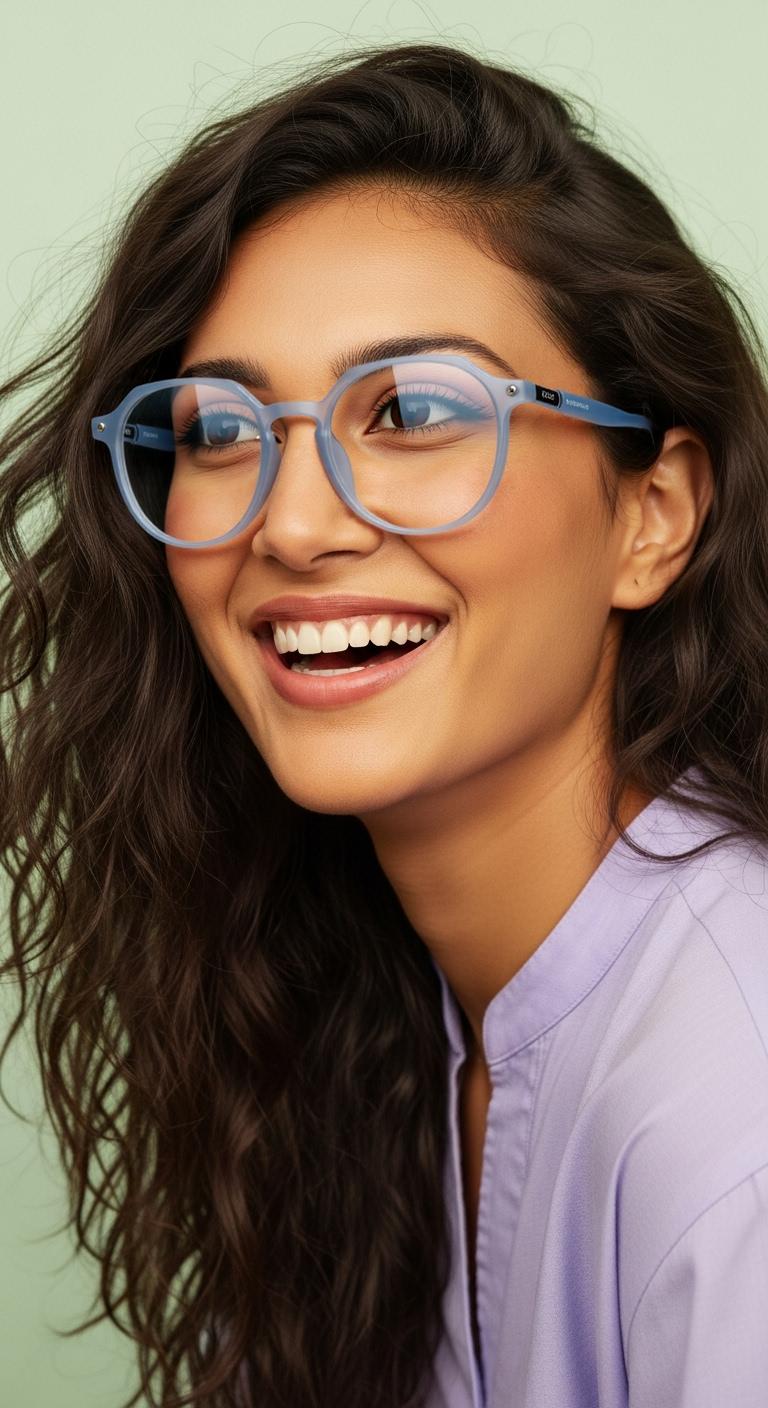 Grey & Blue Round Full Rim