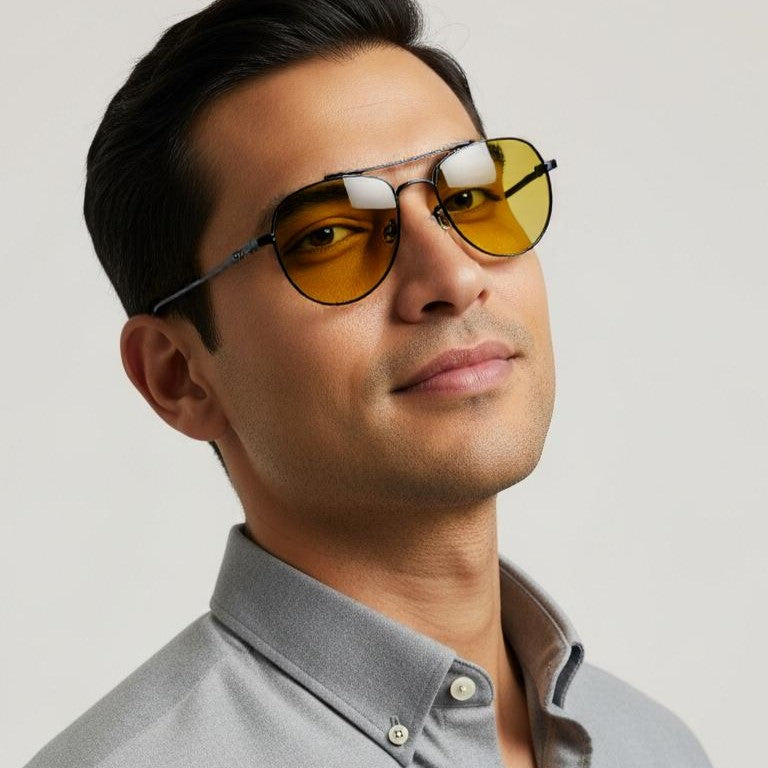 Black & Yellow Aviator Full Rim