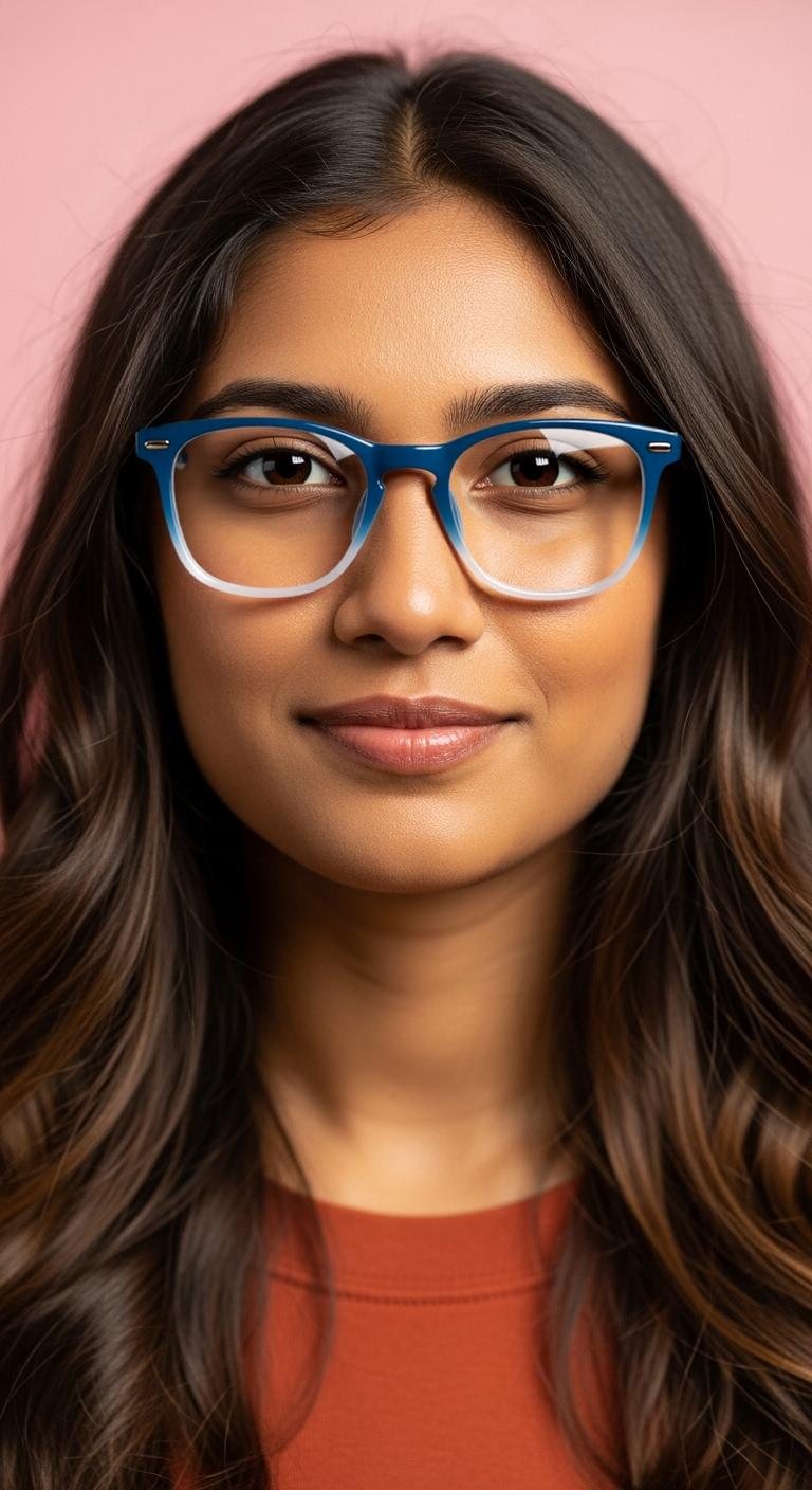 Blue & Gunmetal Square Full Rim