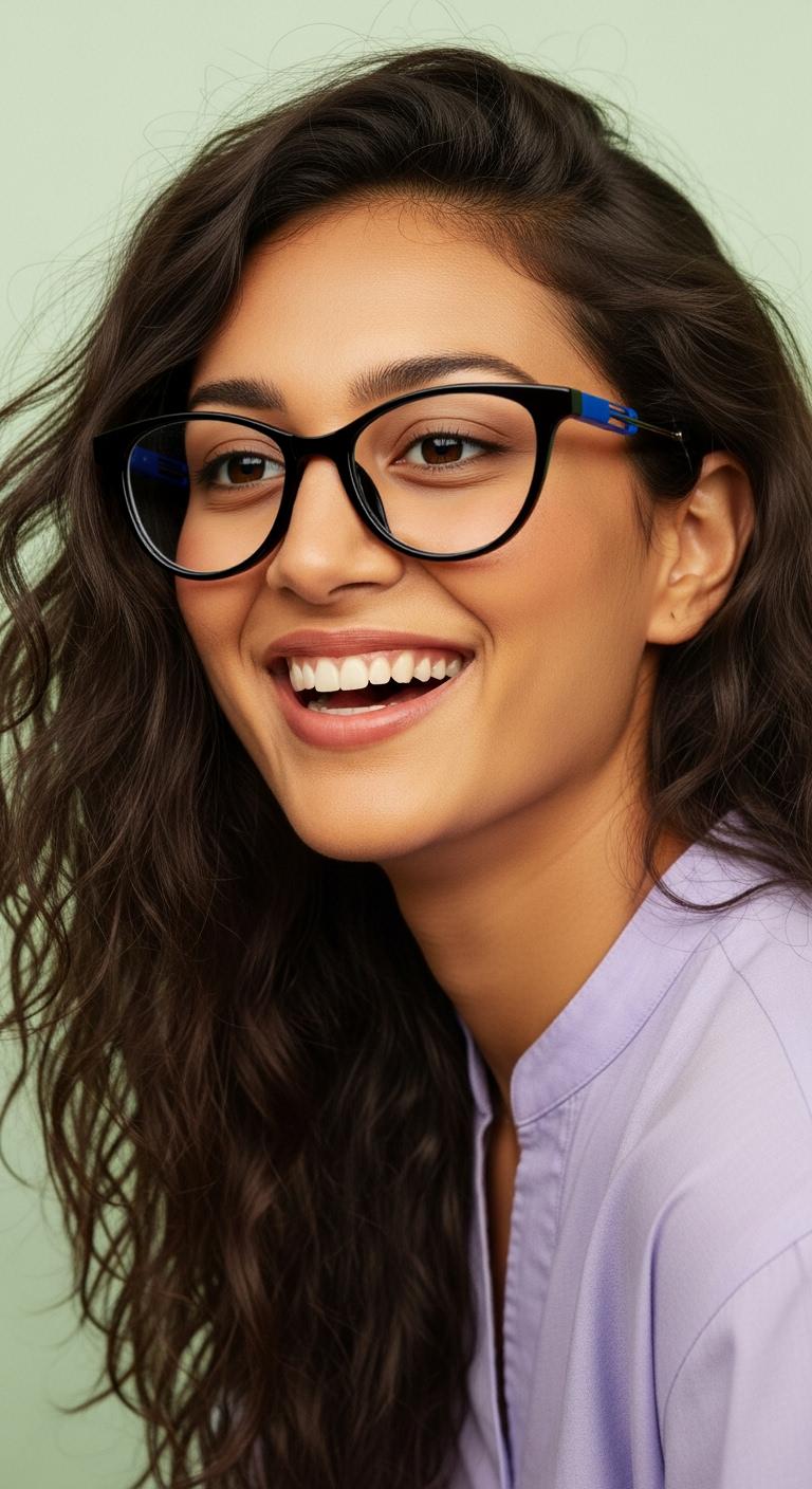 Black & Blue Cat Eye Full Rim