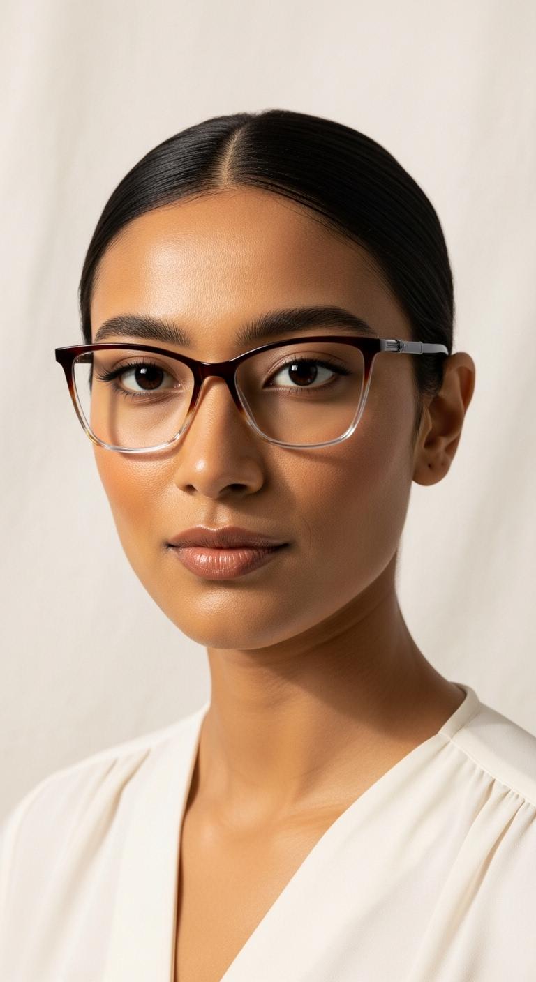 Transparent Brown Cat Eye Full Rim