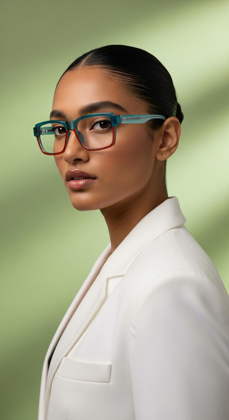 Green & Red Rectangle Full Rim