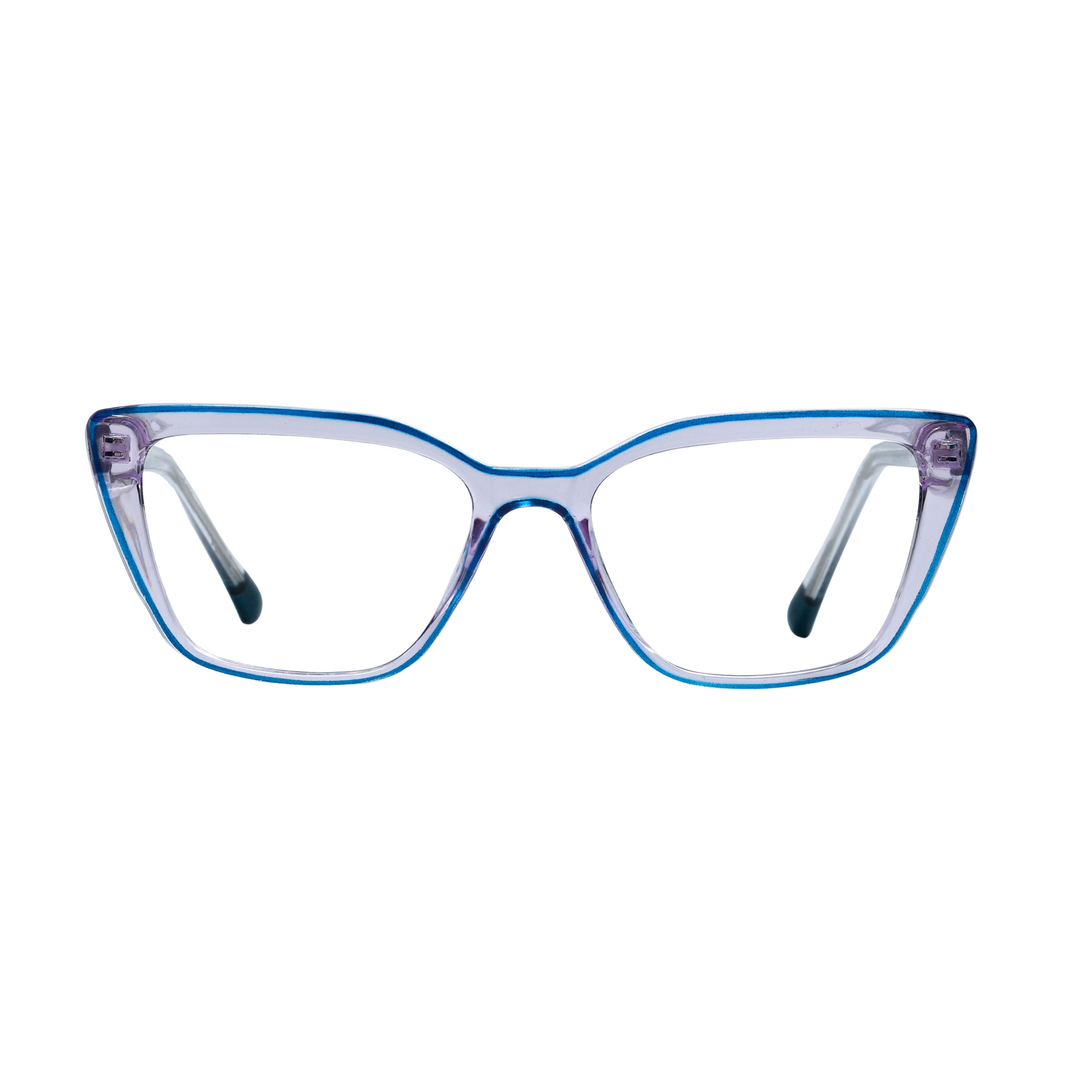 Transparent White & Blue Cat Eye Full Rim