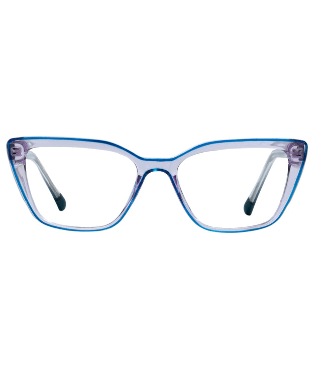 Transparent White & Blue Cat Eye Full Rim