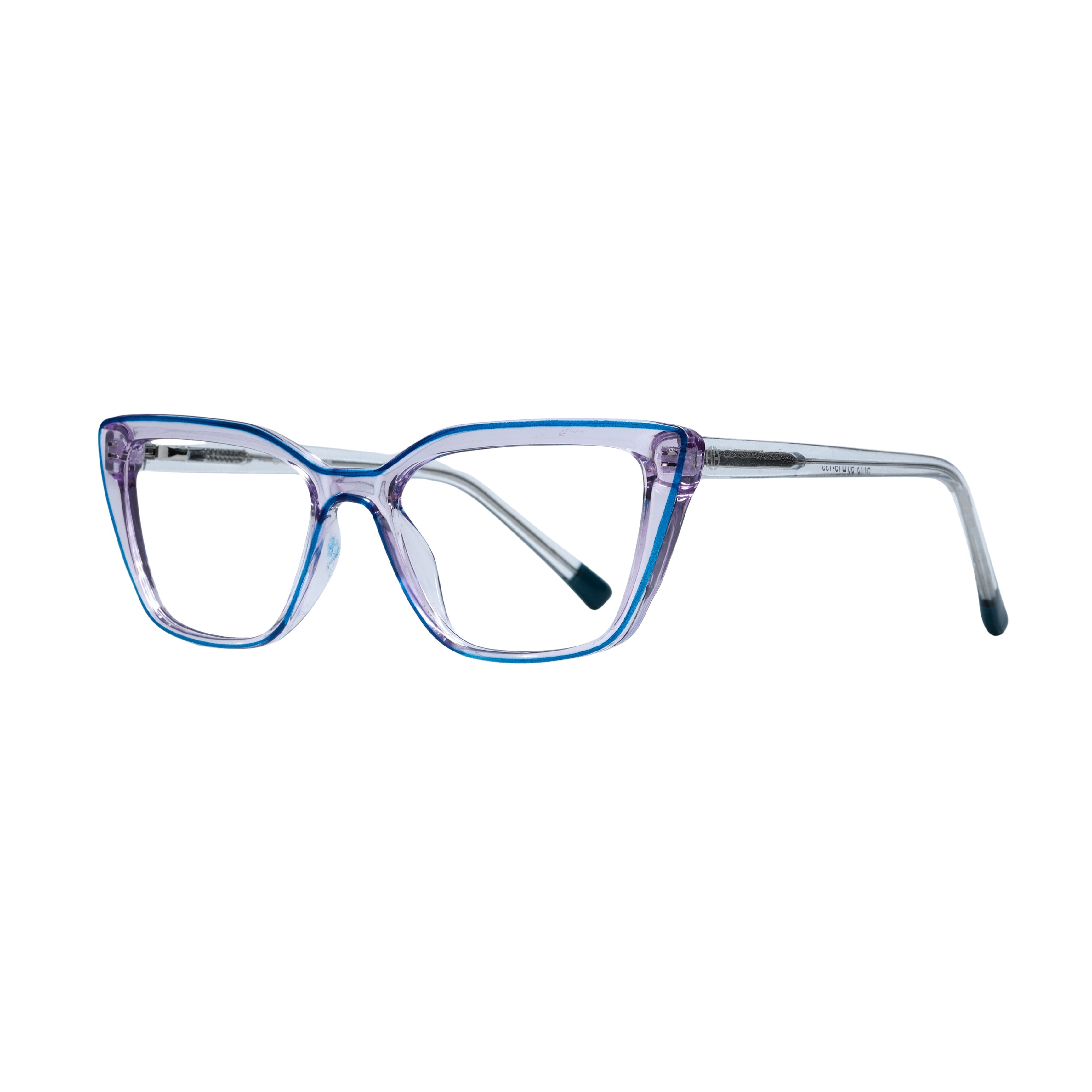 Transparent White & Blue Cat Eye Full Rim