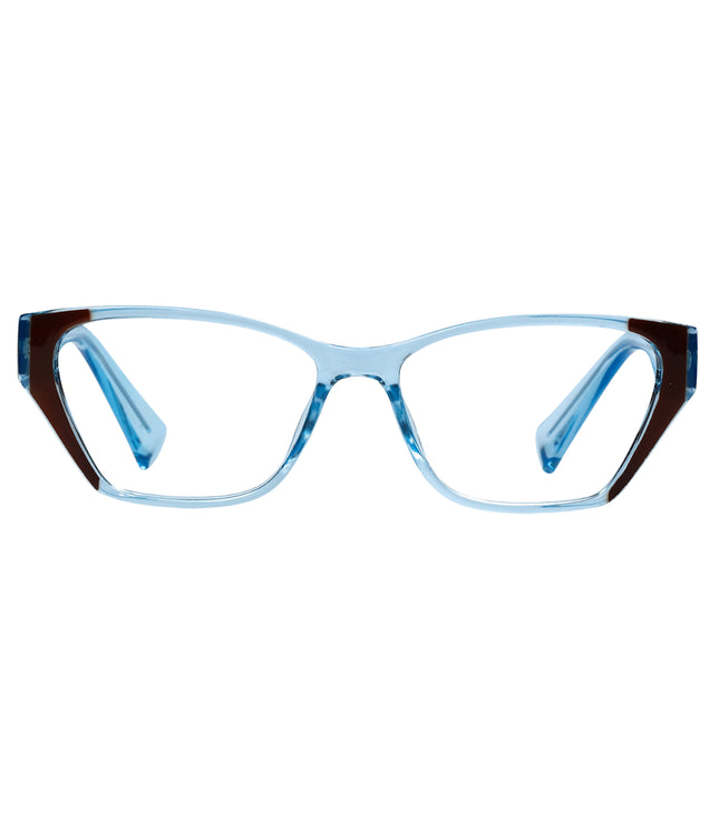 Transparent Blue Brown Cat Eye Full Rim