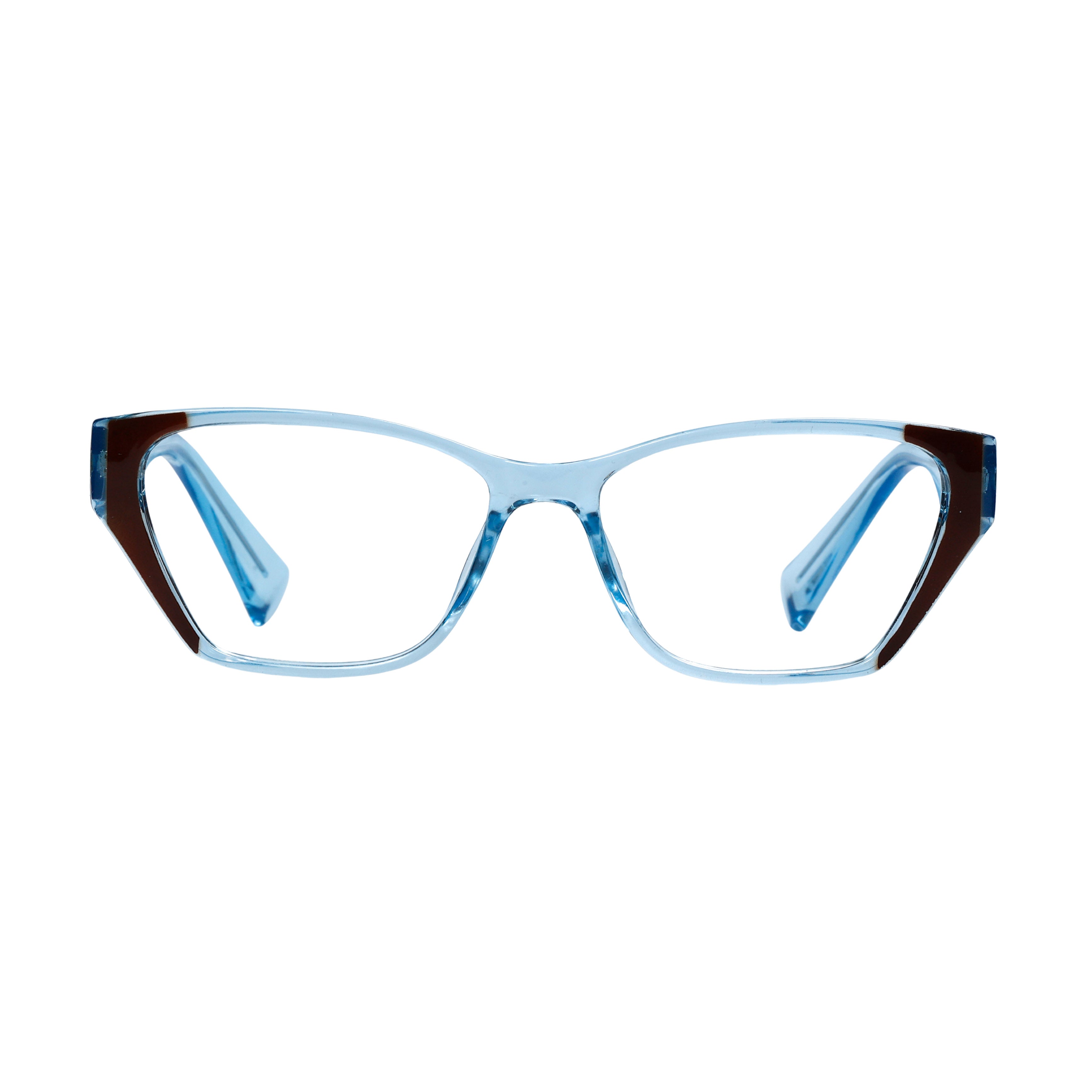 Transparent Blue Brown Cat Eye Full Rim