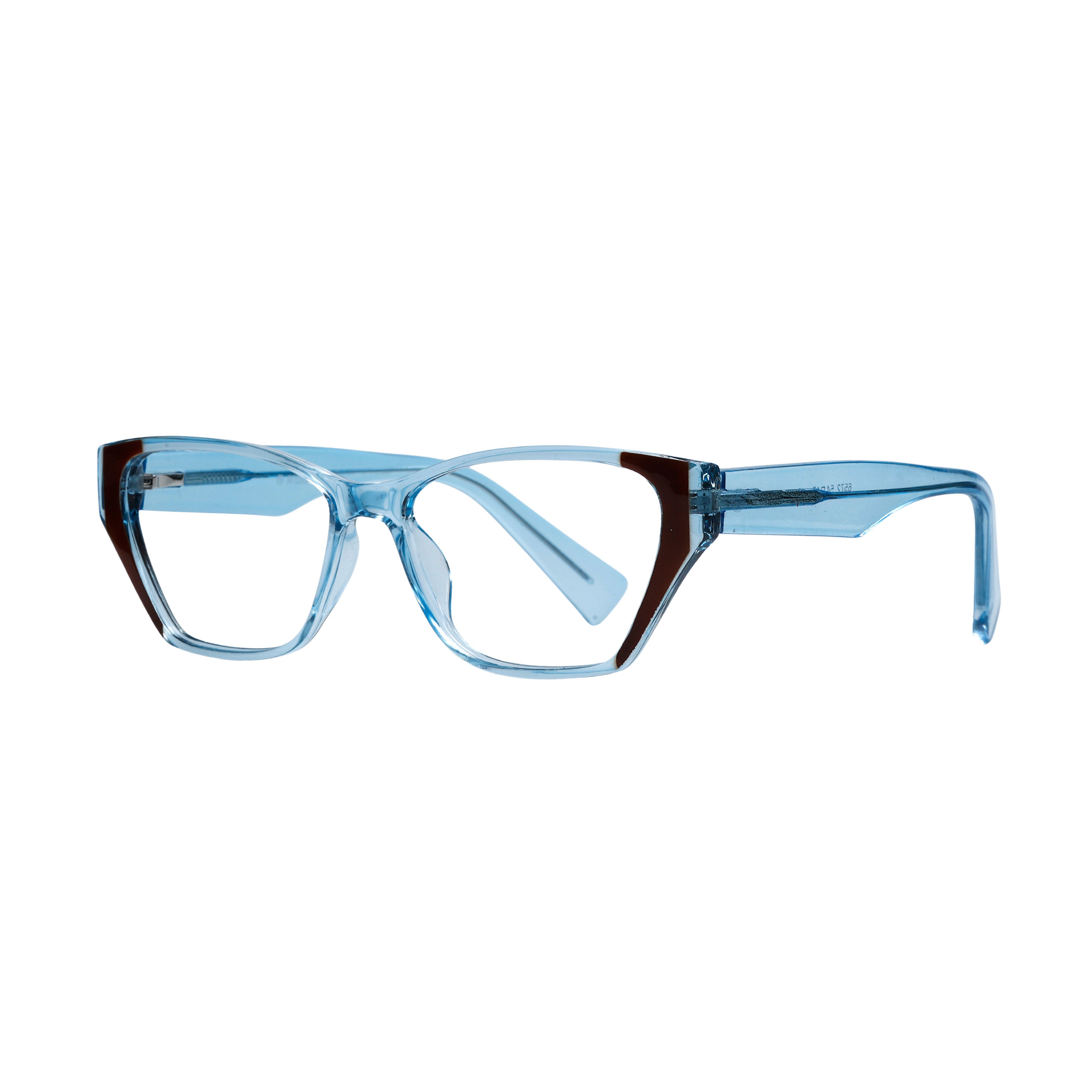 Transparent Blue Brown Cat Eye Full Rim