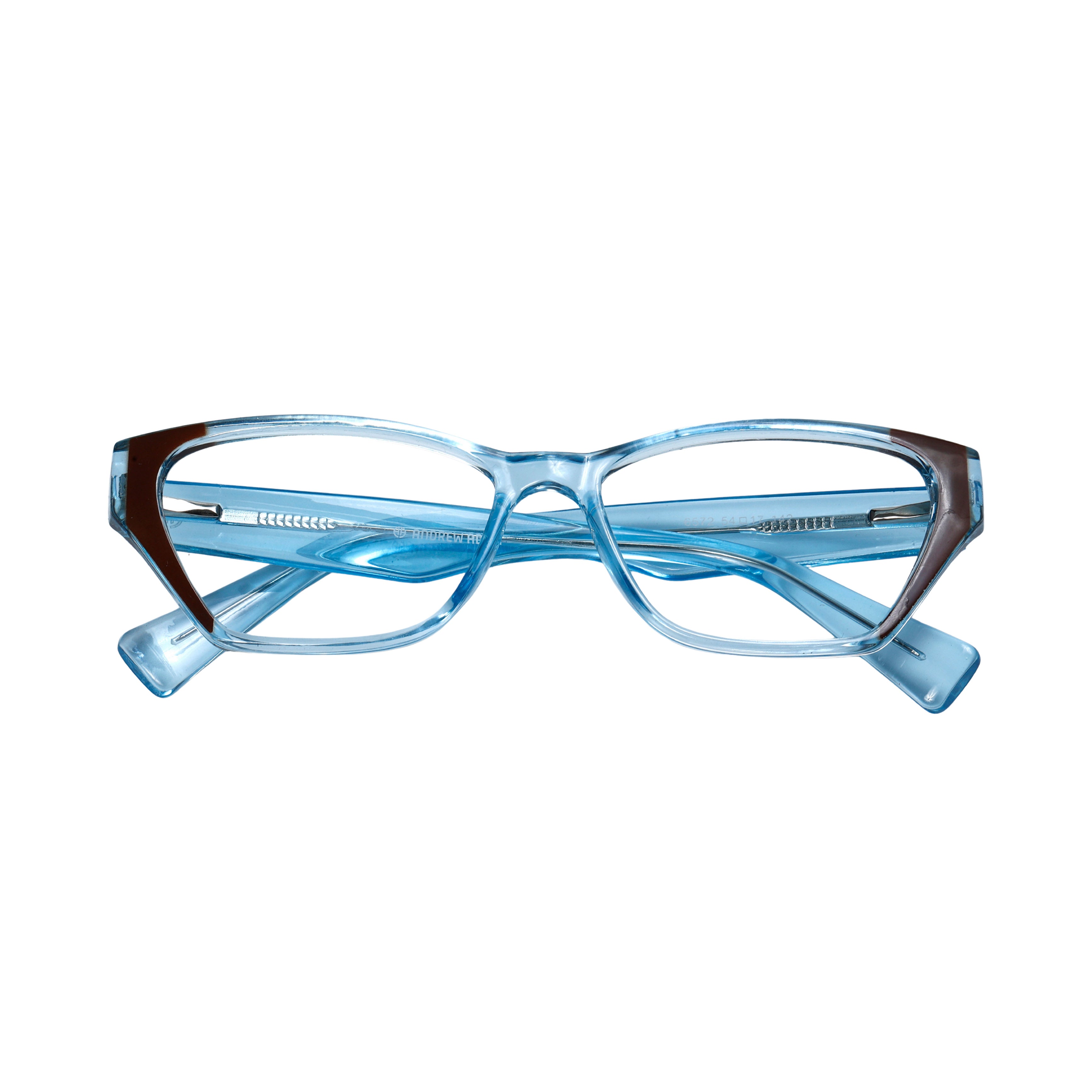 Transparent Blue Brown Cat Eye Full Rim