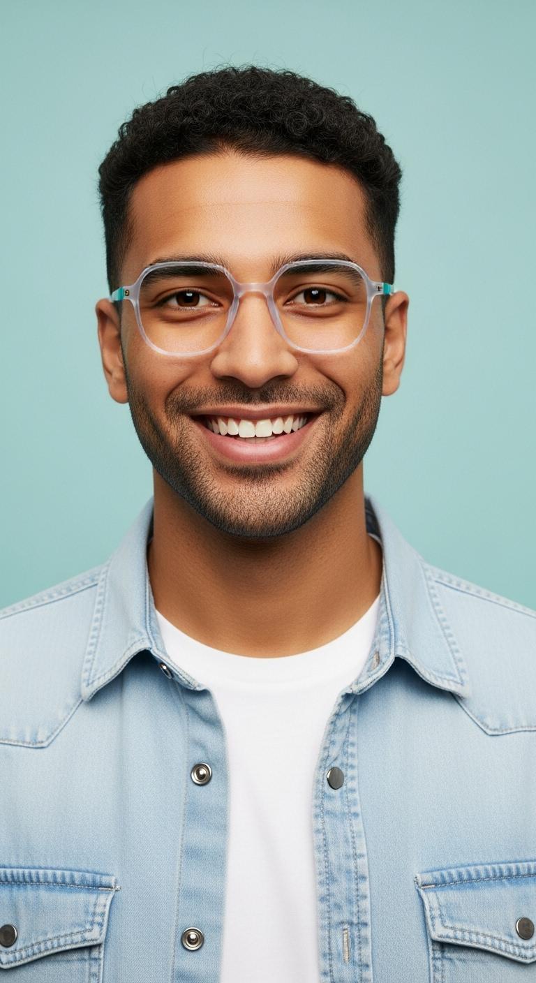White & Green Square Full Rim