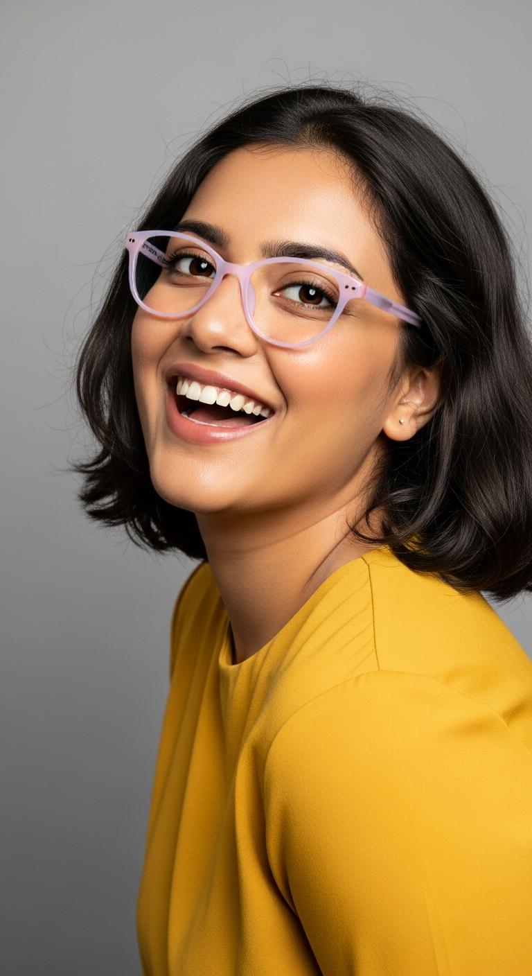 Transparent Pink Cat Eye Full Rim