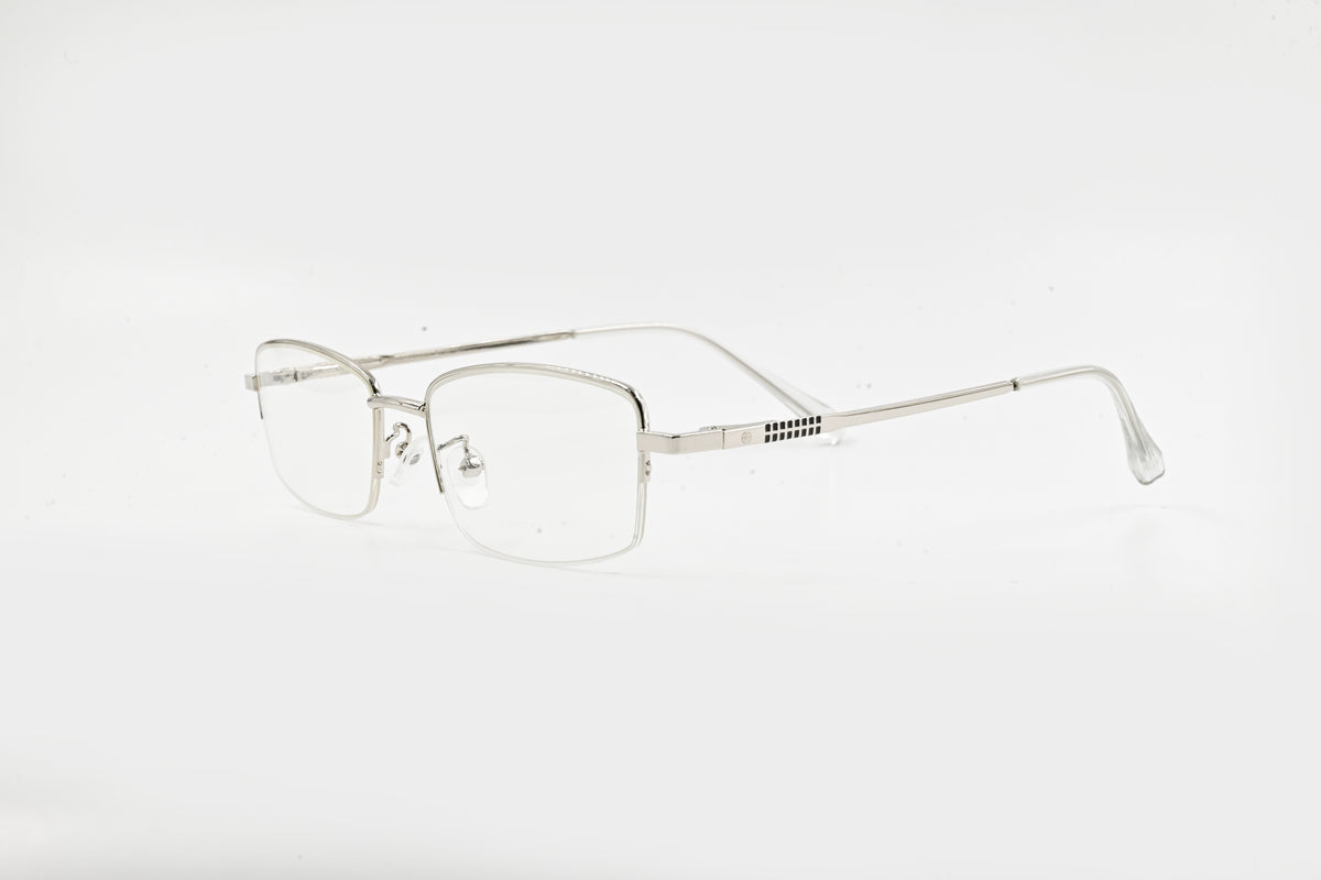 Silver Rectangle Half Rim