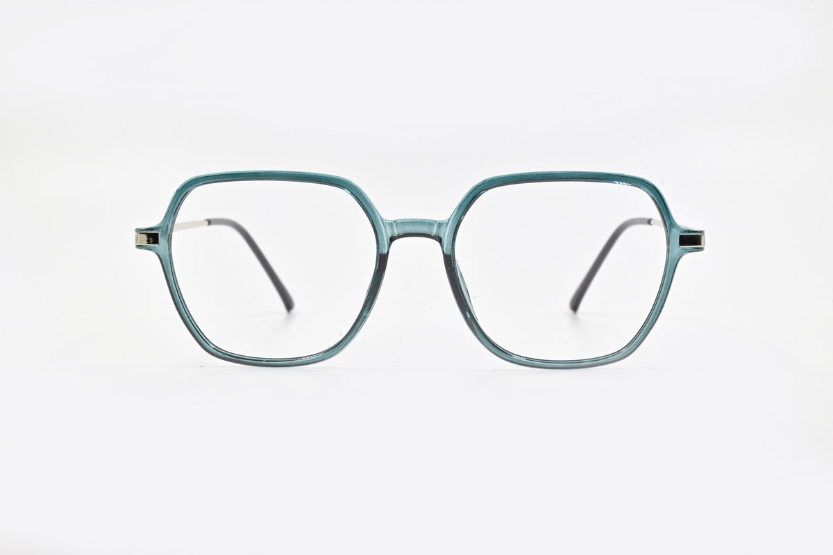 Transparent Blue Geometric Full Rim