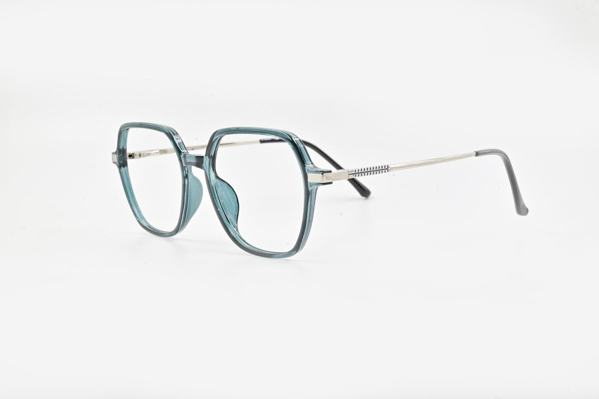 Transparent Blue Geometric Full Rim