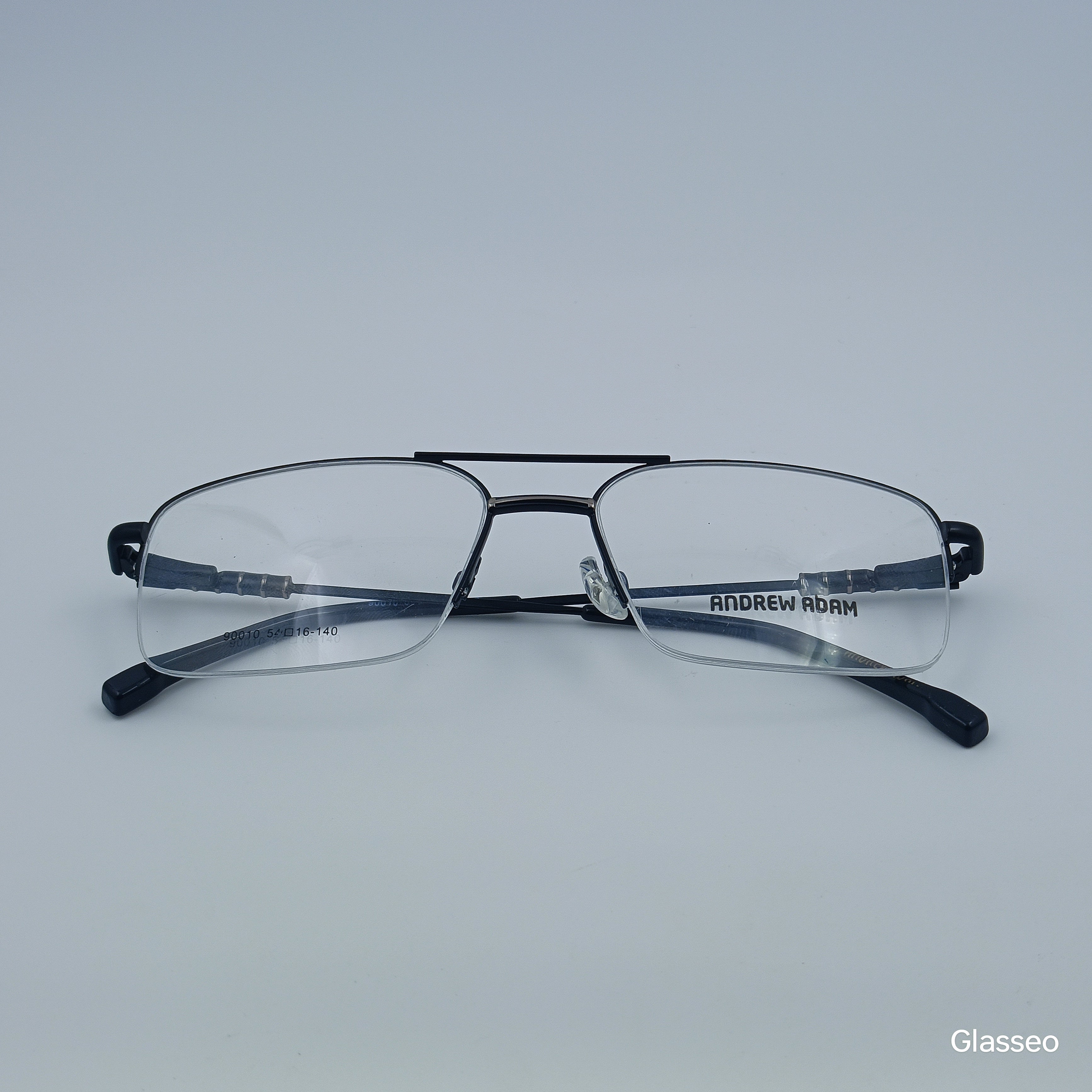 ANDREW ADAM Black & Silver Square Half Rim