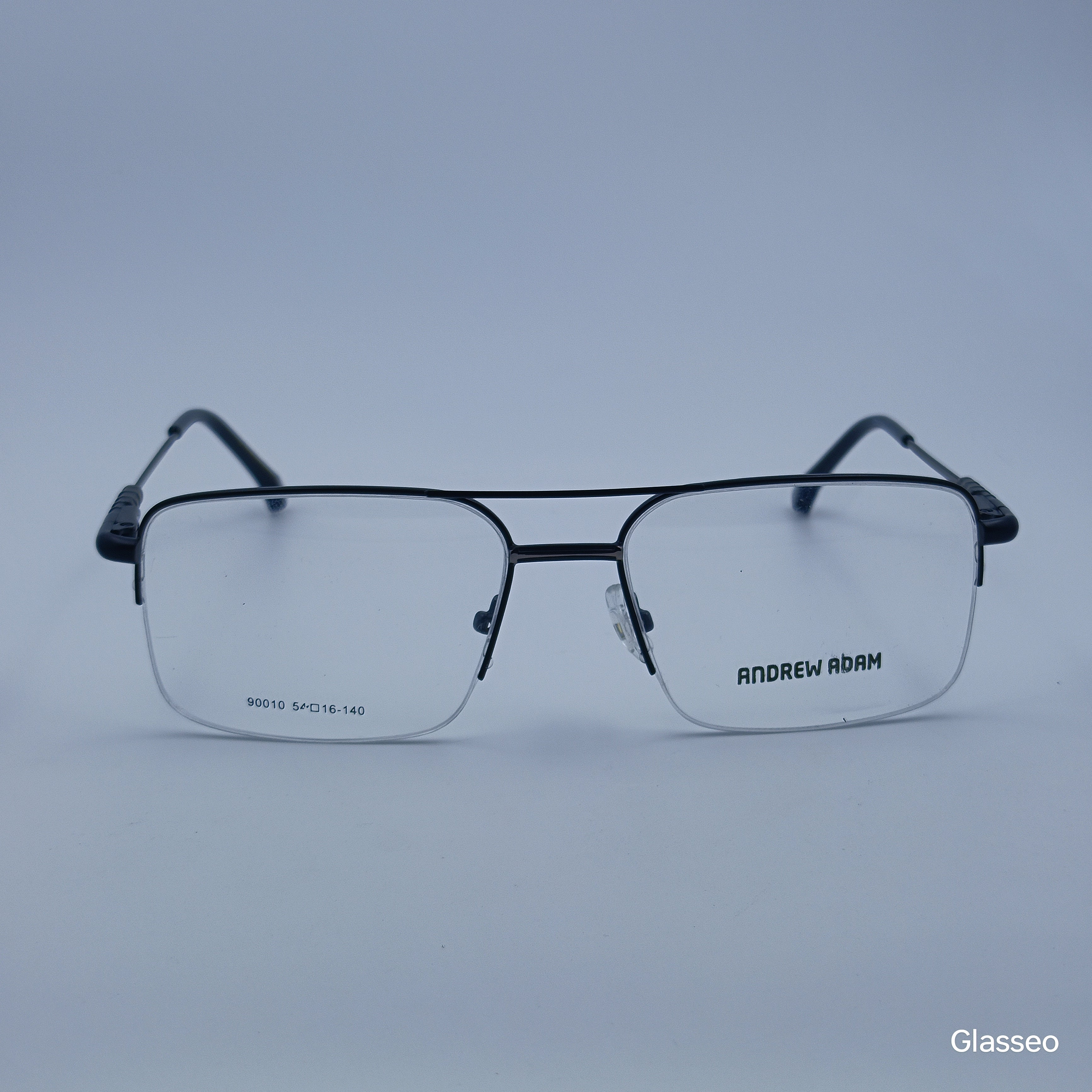 ANDREW ADAM Black & Silver Square Half Rim