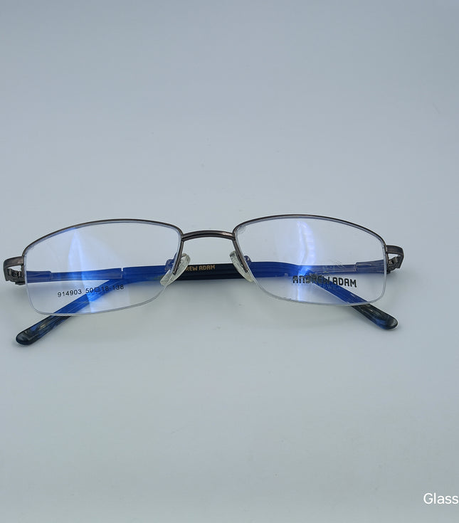 ANDREW ADAM Gunmetal Black Rectangle Half Rim 