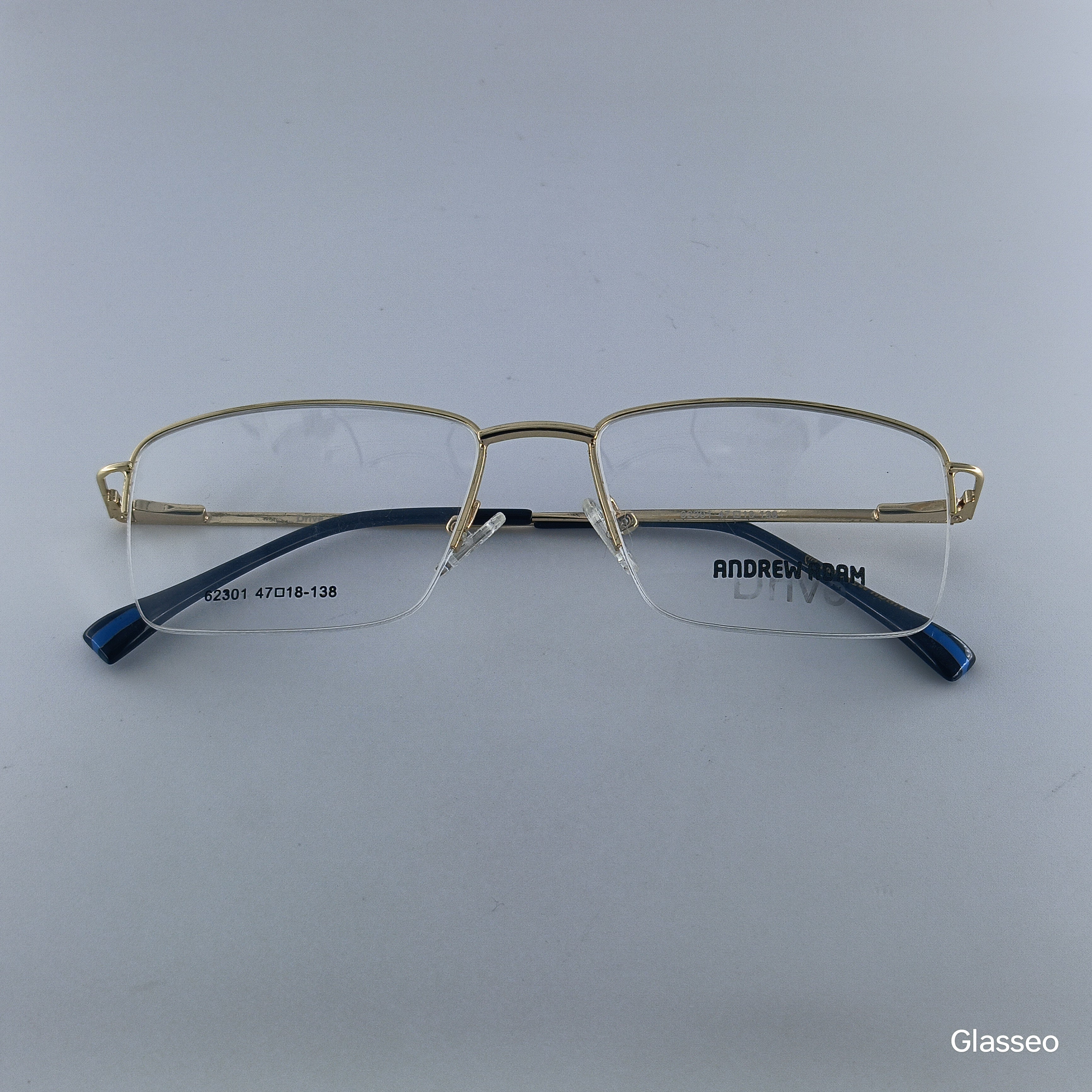 ANDREW ADAM Black & Red Square Half Rim 