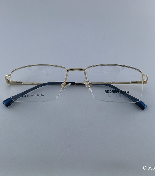 ANDREW ADAM Black & Red Square Half Rim 