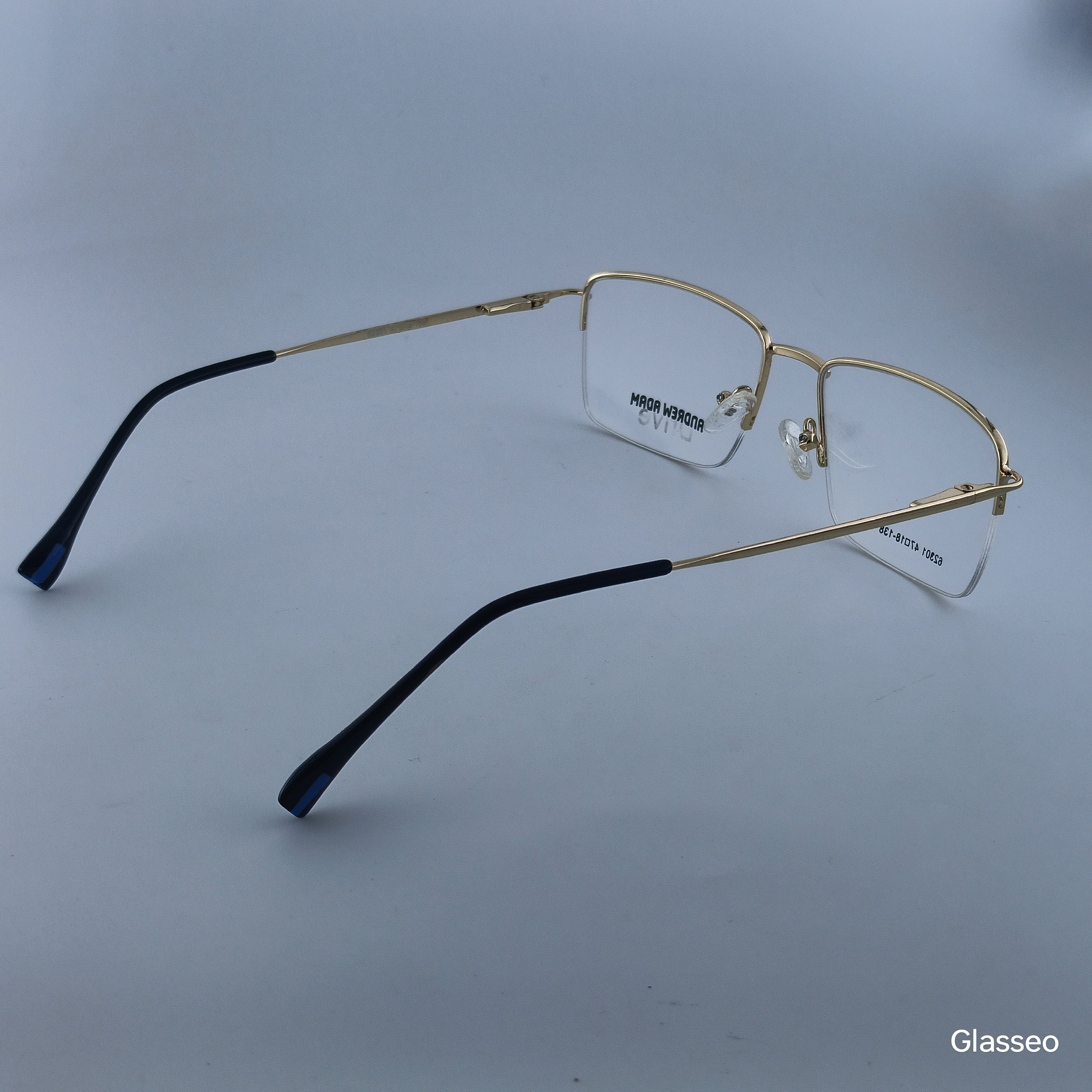 ANDREW ADAM Black & Red Square Half Rim 
