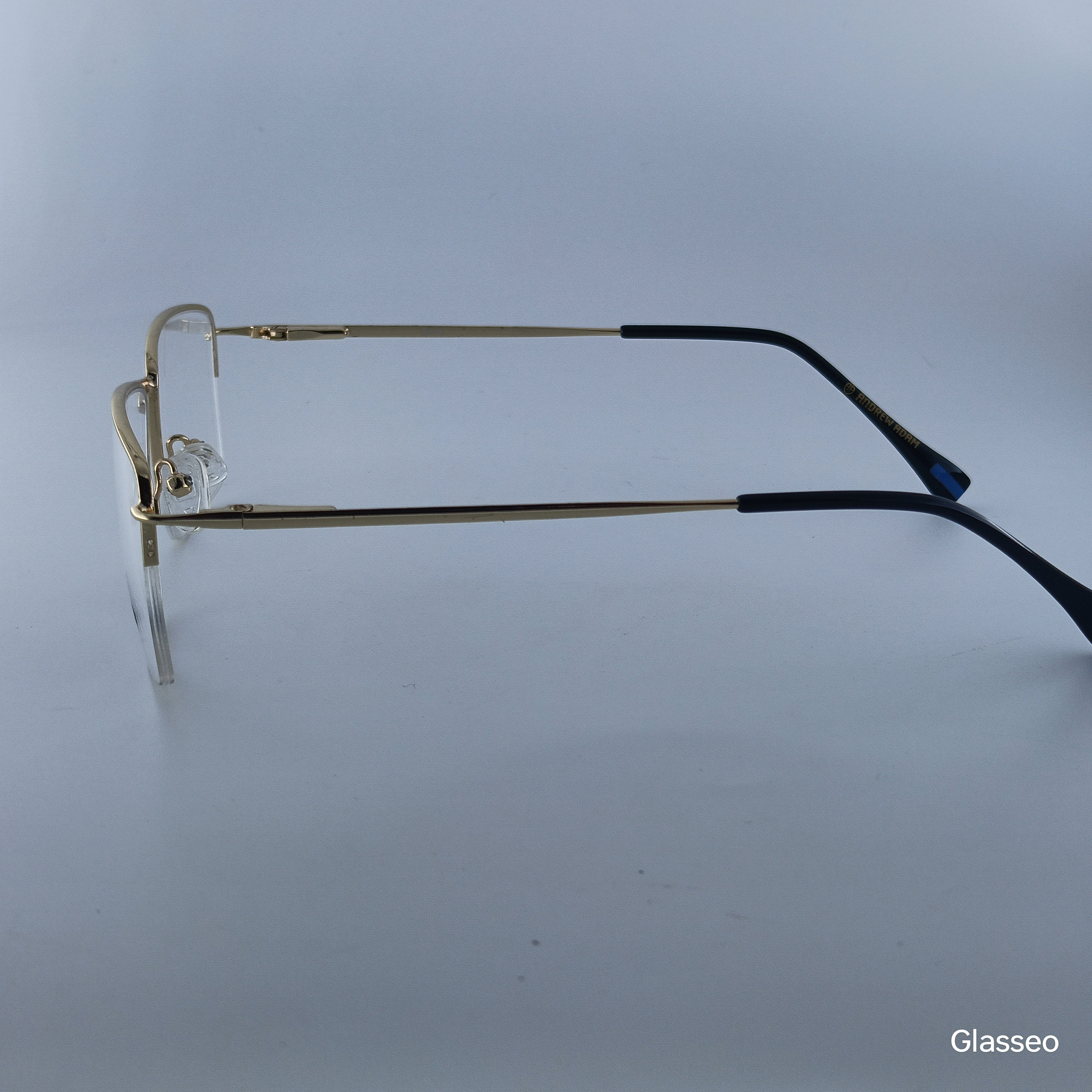 ANDREW ADAM Black & Red Square Half Rim 