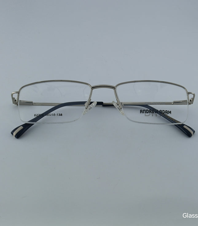 ANDREW ADAM Silver & Black Square Half Rim 