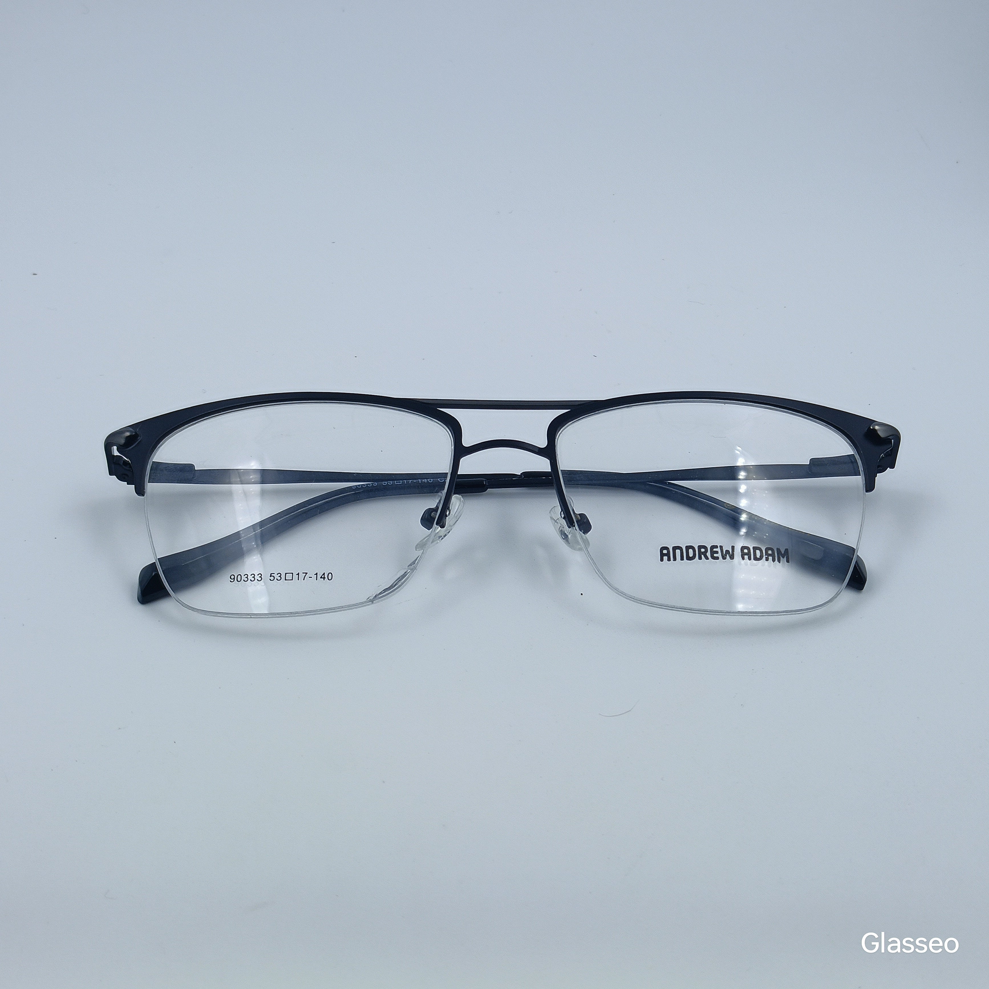 ANDREW ADAM Black Square Half Rim 