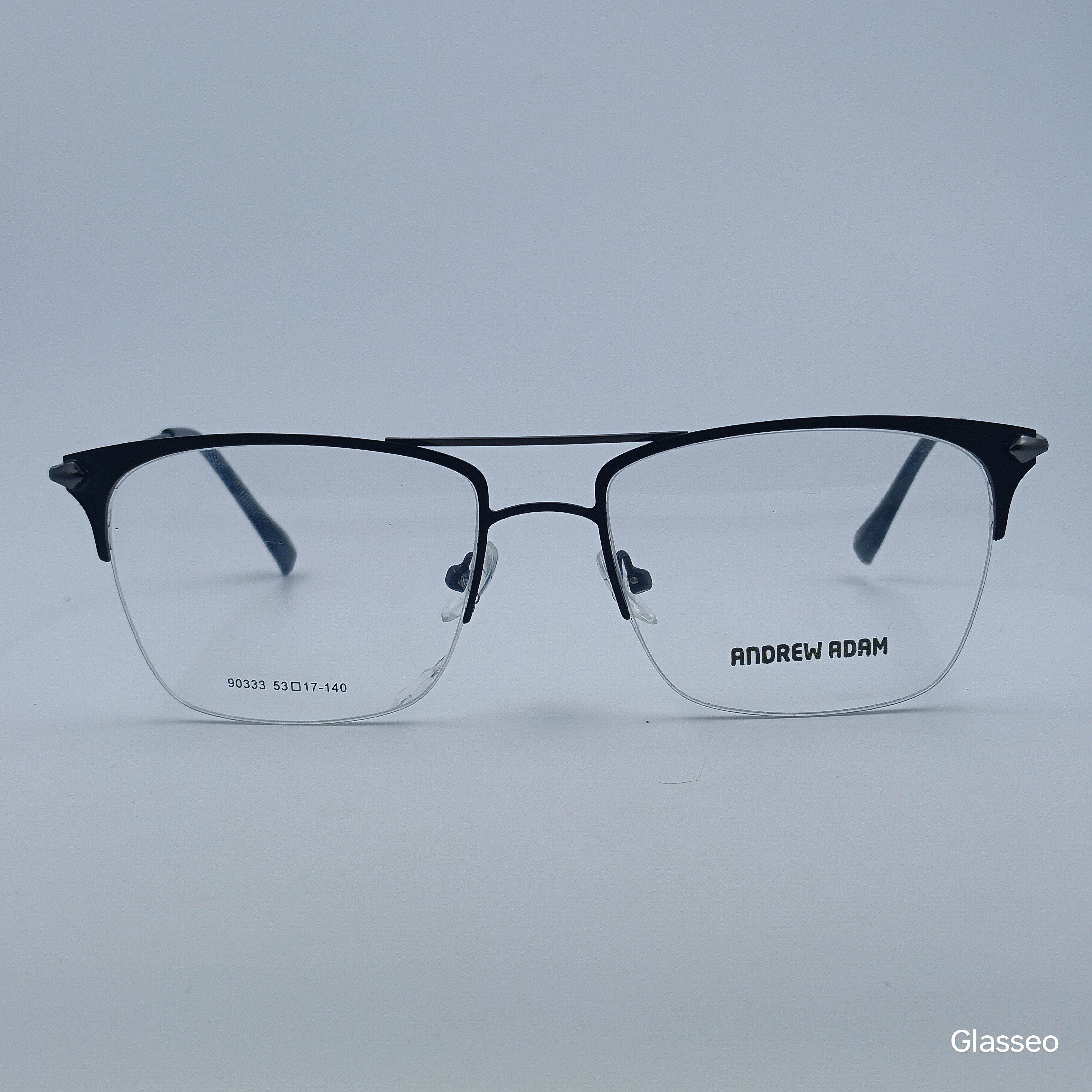 ANDREW ADAM Black Square Half Rim 