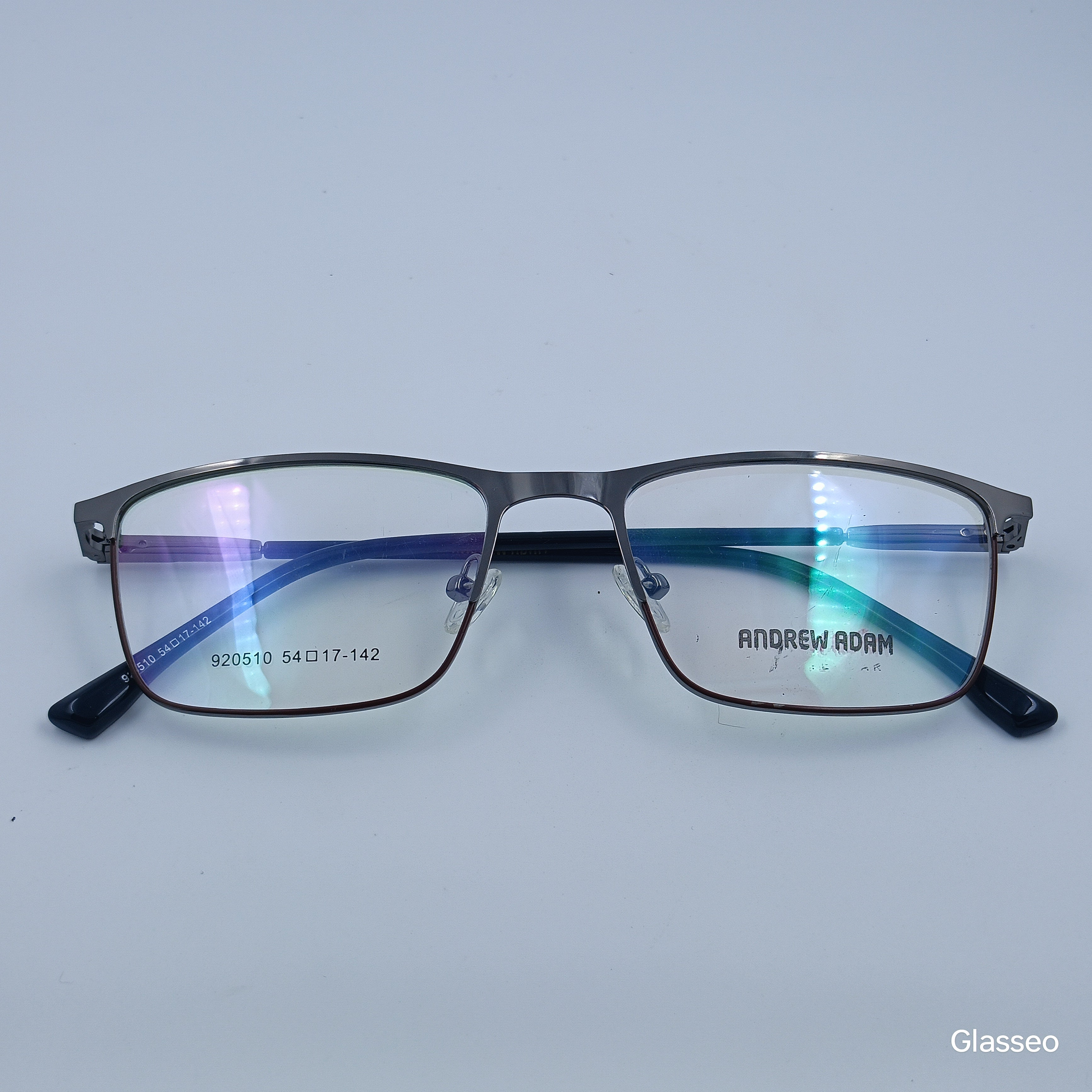 ANDREW ADAM Grey & Maroon Rectangle Full Rim 