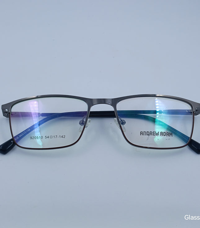 ANDREW ADAM Grey & Maroon Rectangle Full Rim 