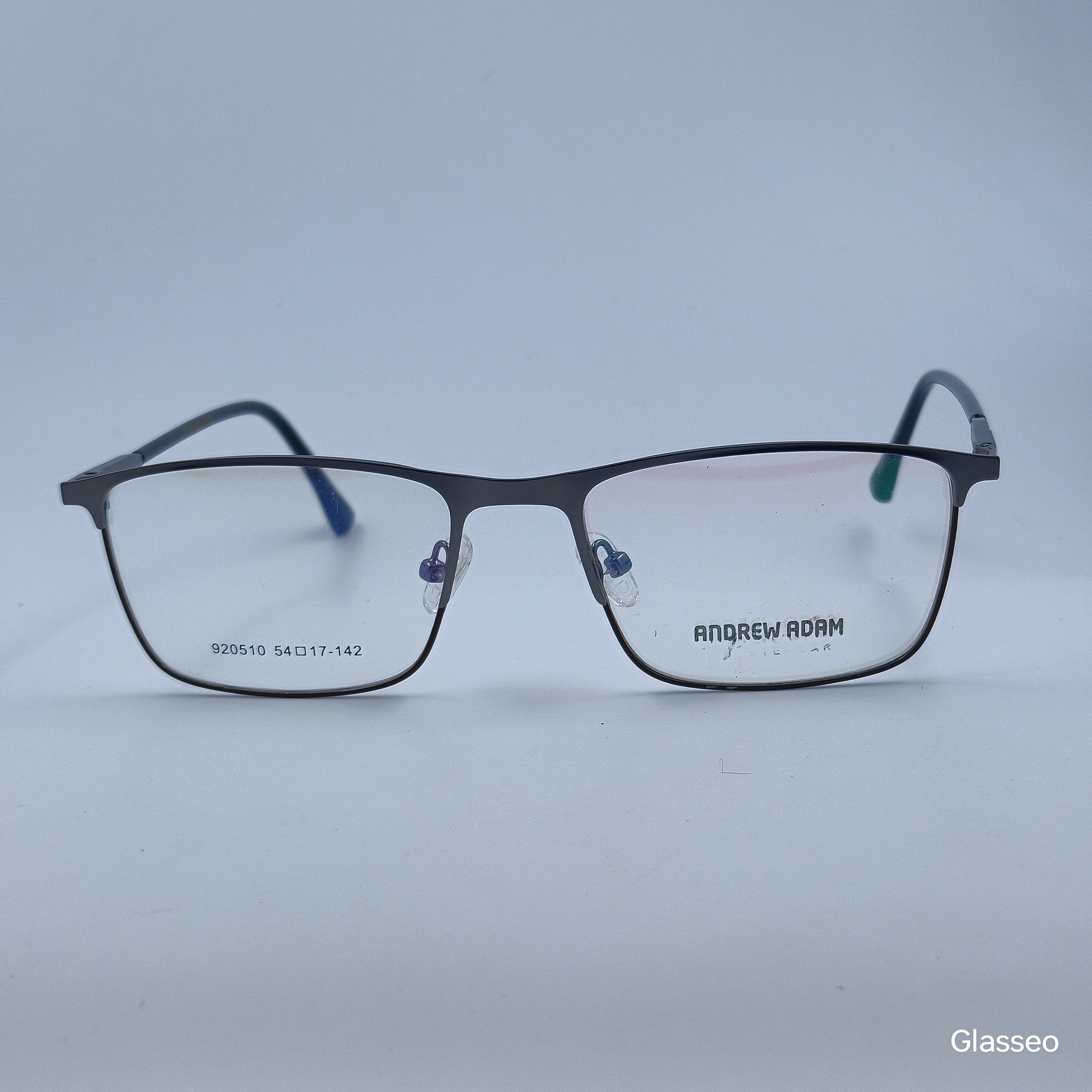 ANDREW ADAM Grey & Maroon Rectangle Full Rim 