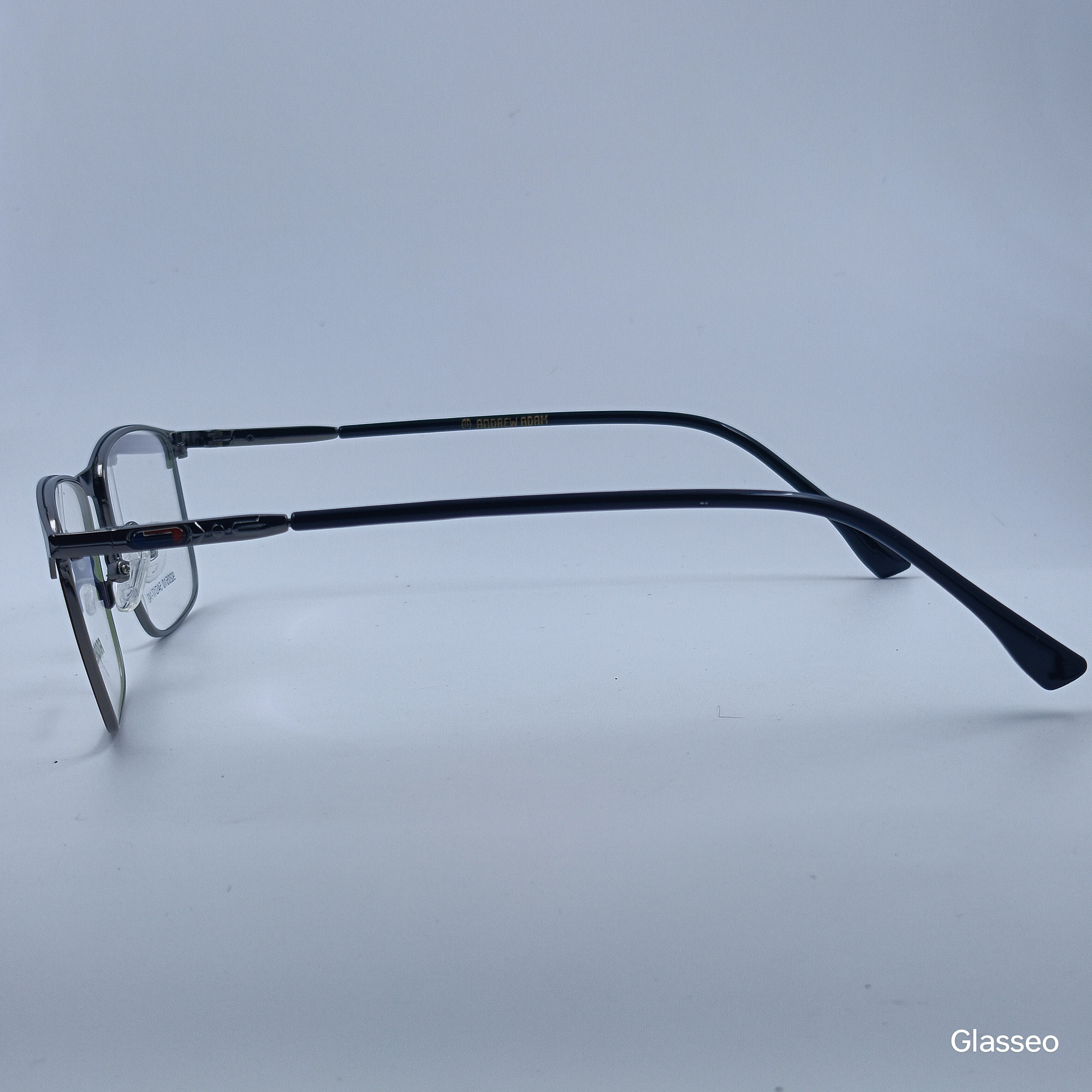 ANDREW ADAM Grey & Maroon Rectangle Full Rim 
