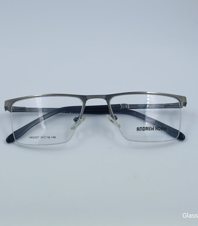 ANDREW ADAM Gunmetal Black Rectangle Half Rim 