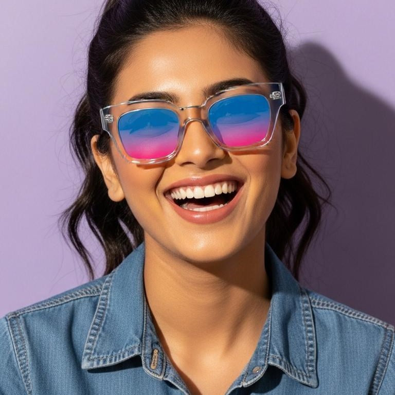 Transparent Pink Cat Eye Full Rim