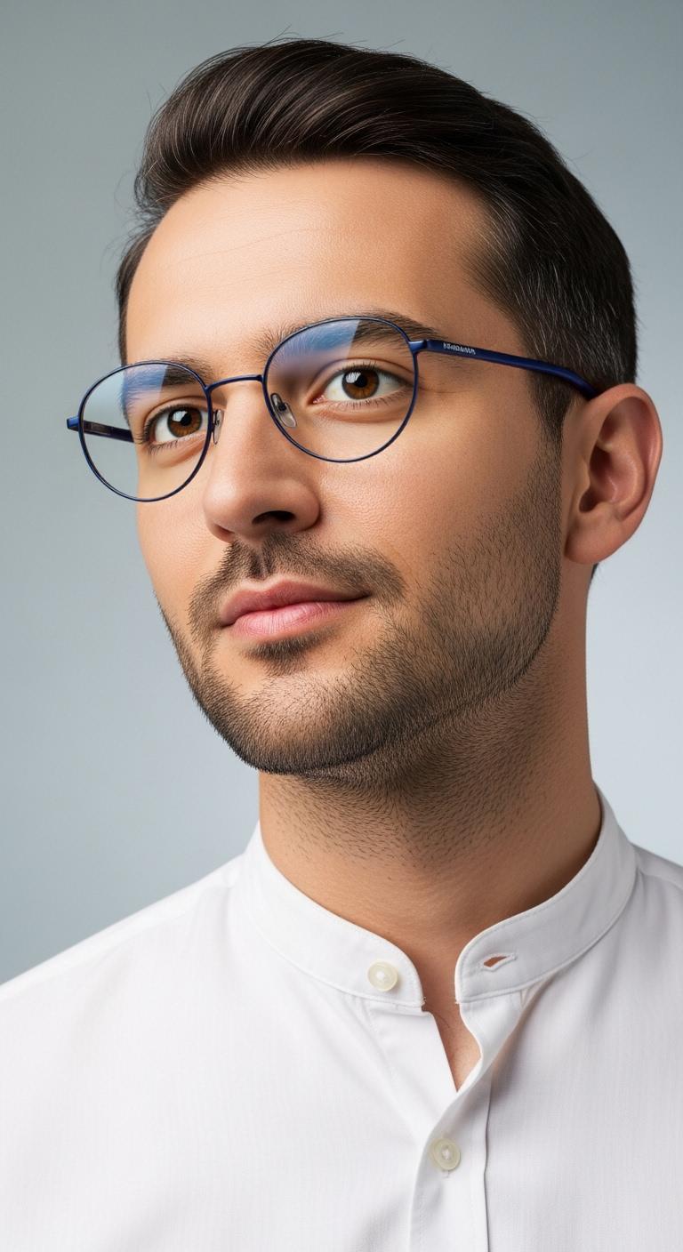 Black & Blue Round Full Rim