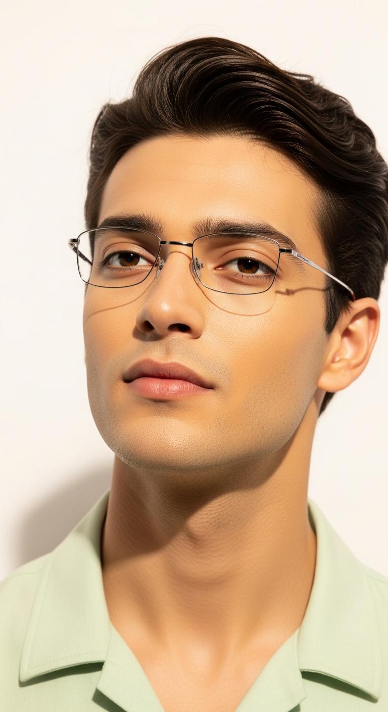 Black & Silver Rectangle  Full Rim