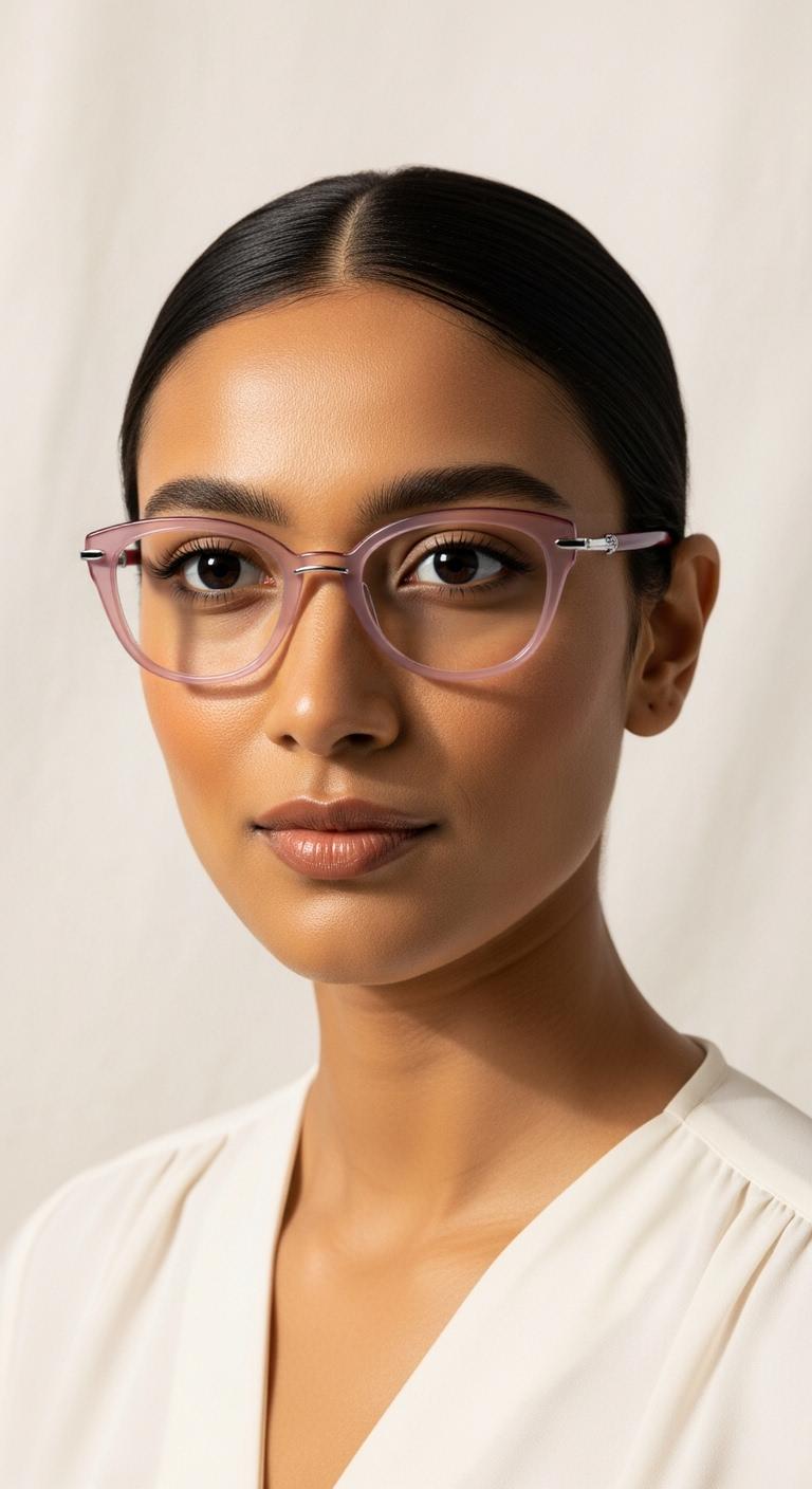 Pink & Silver Cat Eye Full Rim