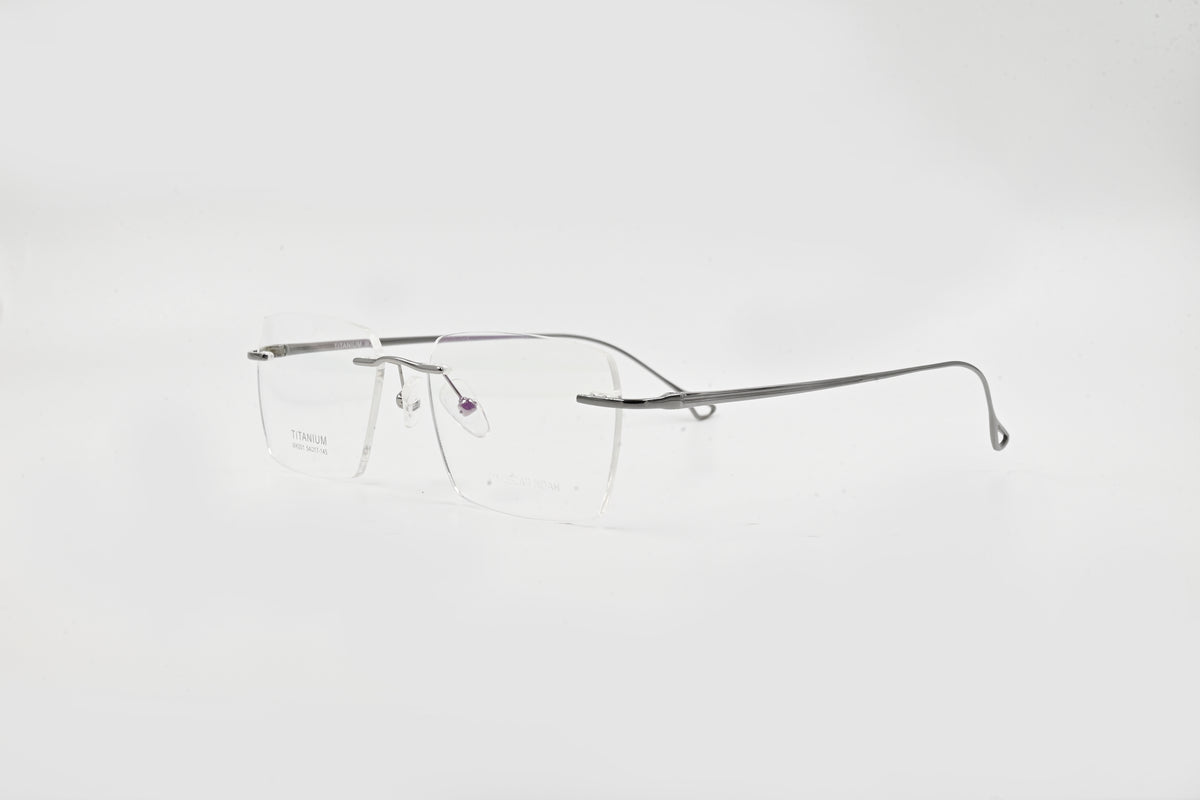 Black Silver Rectangle Rimless
